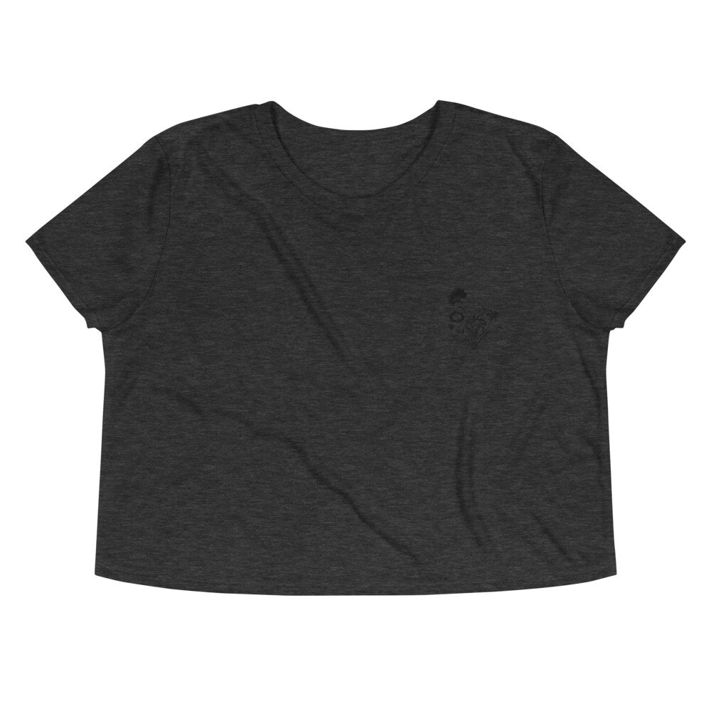 Montana Wildflower | Flowy Crop Top | Deep Charcoal Heather