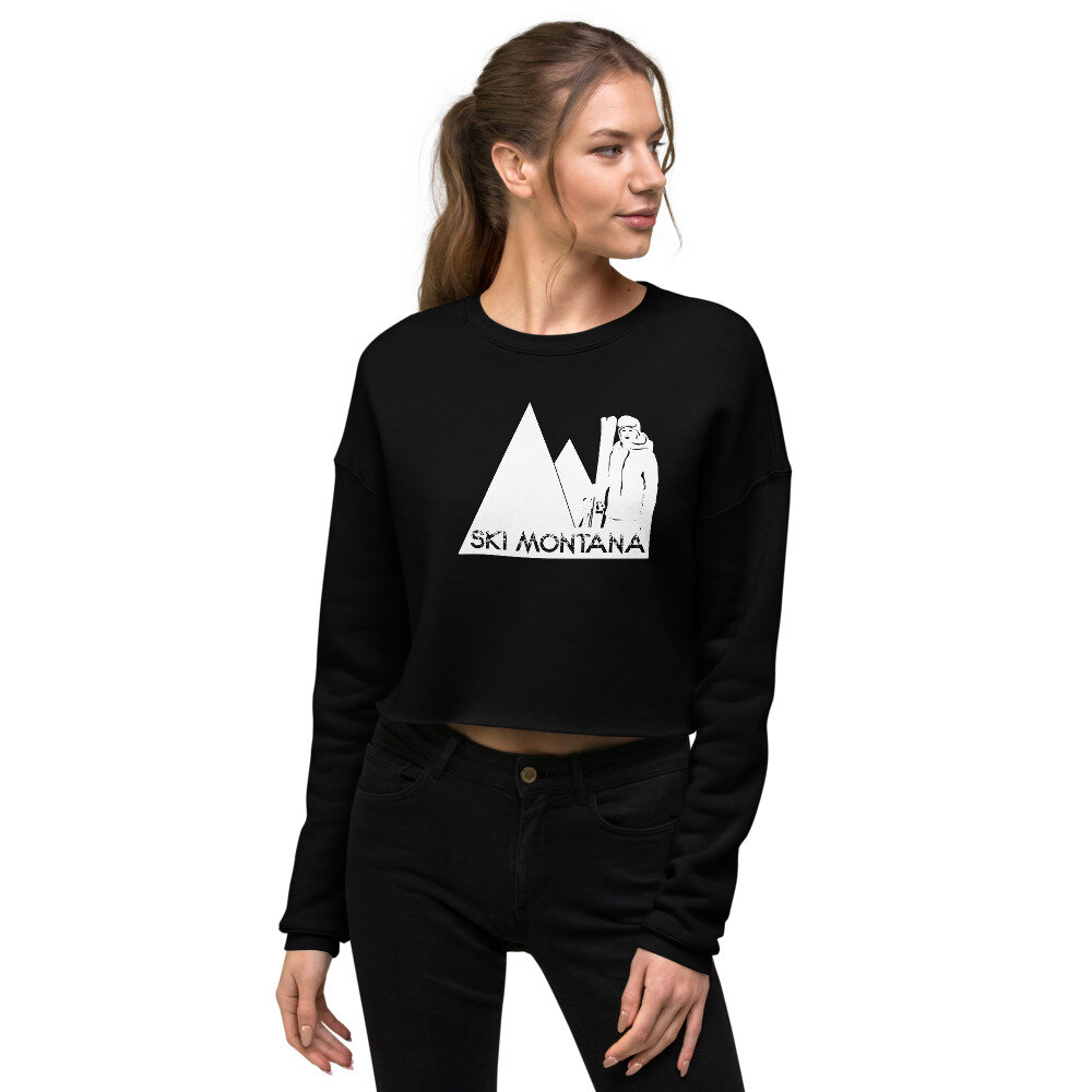 Ski Montana | Cropped Pullover Sweatshirt | Black