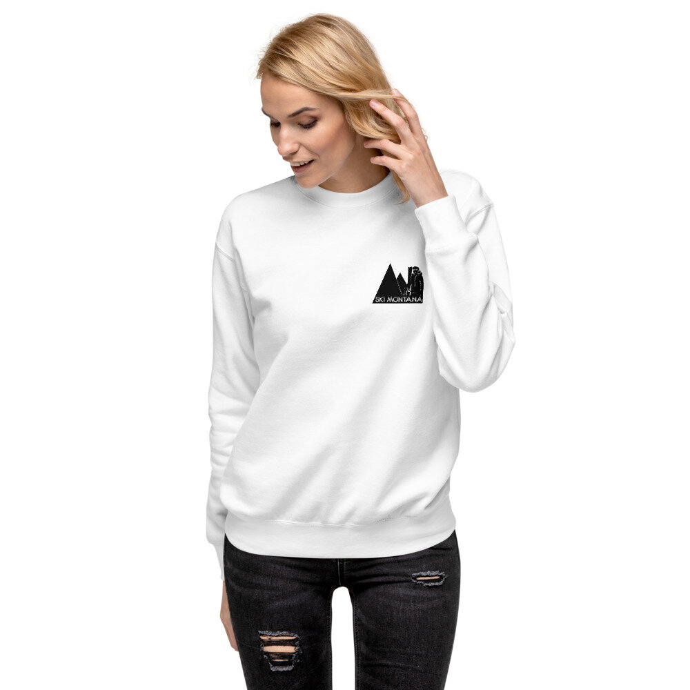 White | Ski Montana | Unisex Fleece Crewneck Sweatshirt