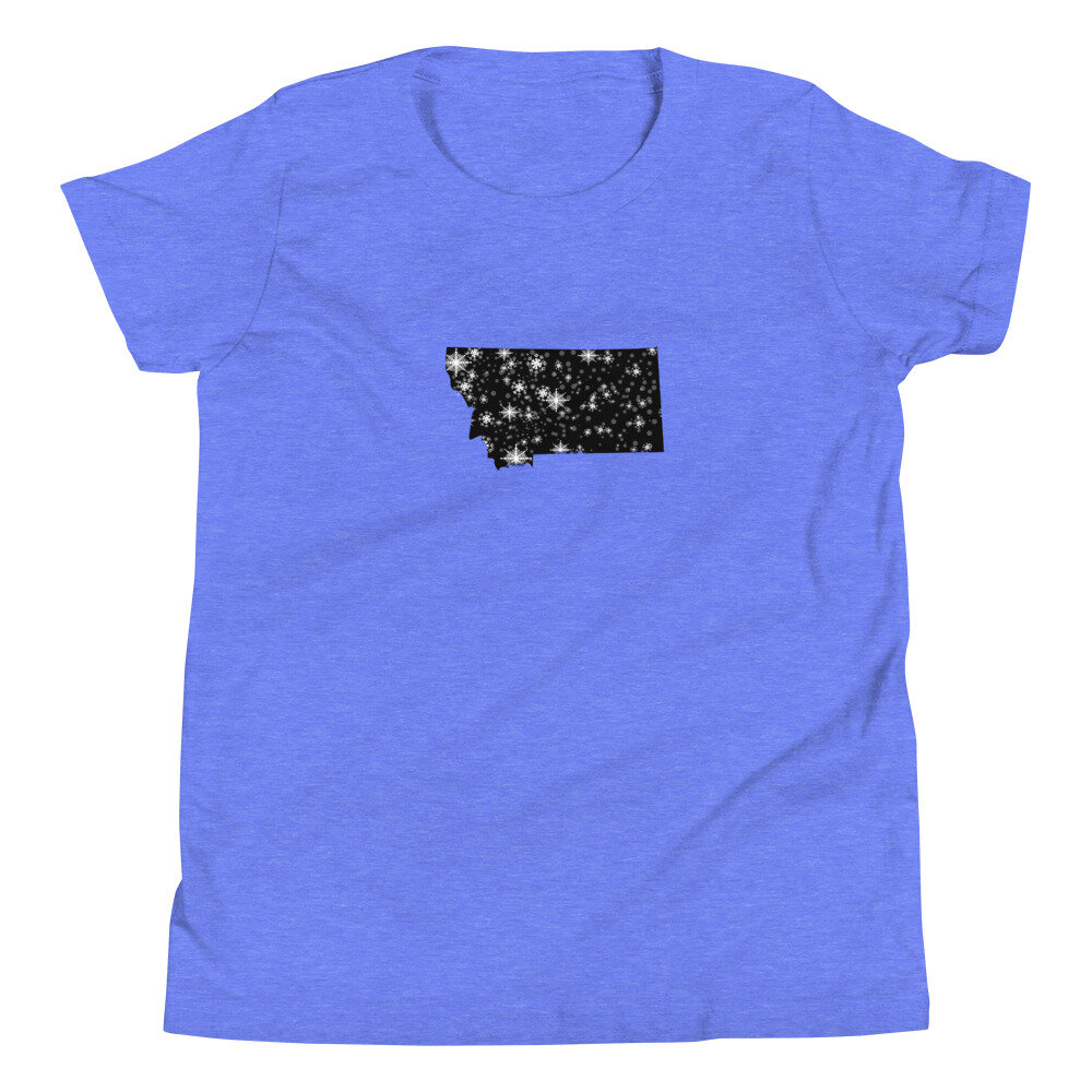 Montana Snowflakes | Youth Short Sleeve T-Shirt (Columbia Blue)