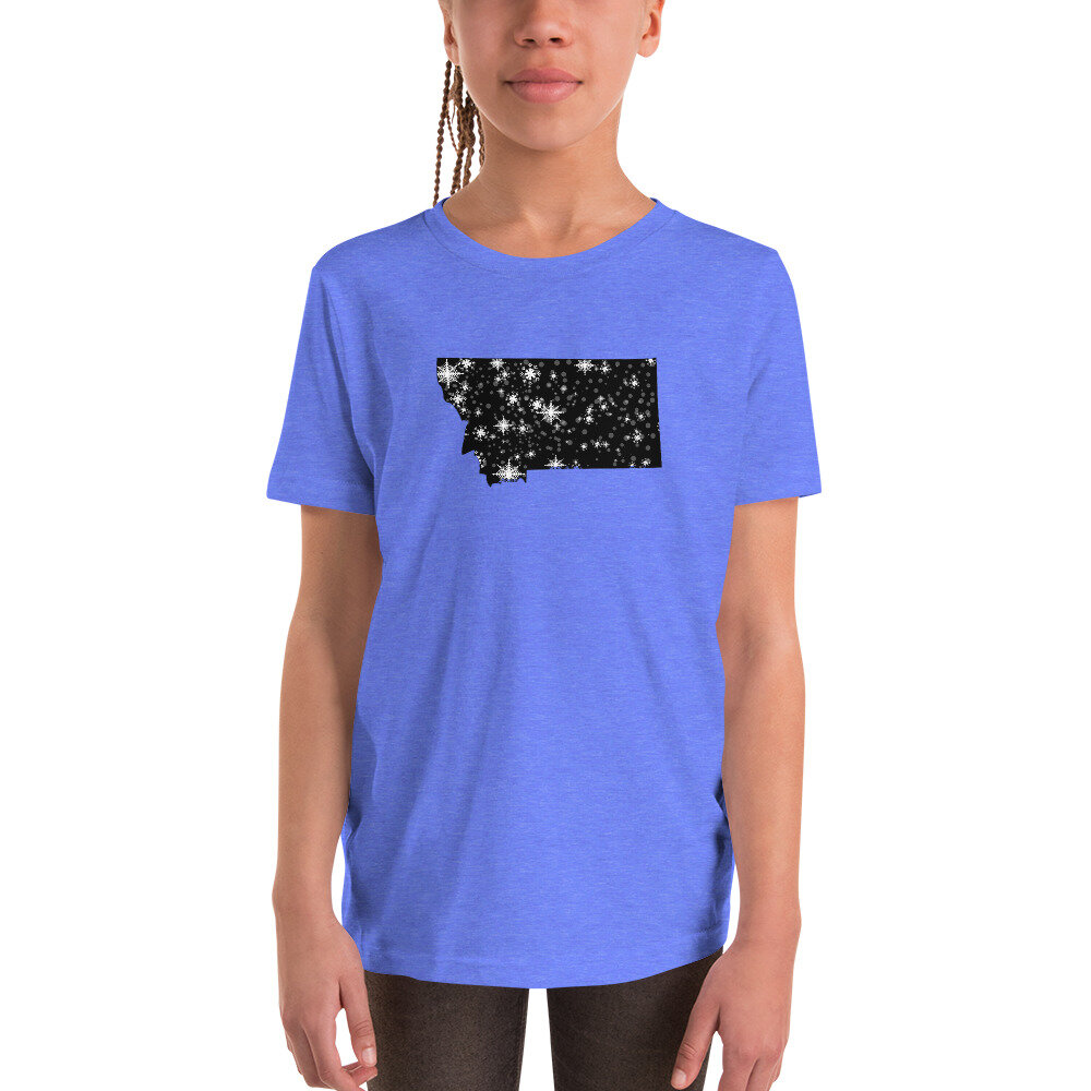 Montana Snowflakes | Youth Short Sleeve T-Shirt (Columbia Blue)