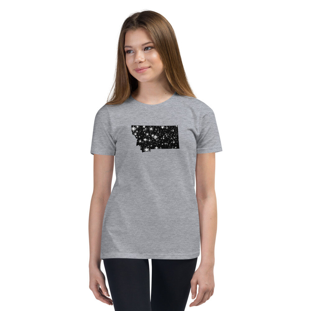 Montana Snowflakes | Youth Short Sleeve T-Shirt (Athletic Heather)