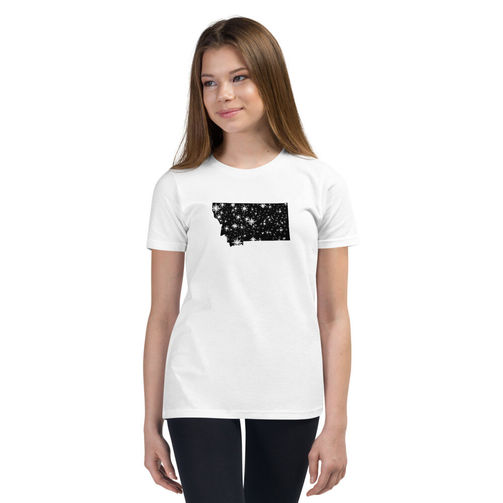 Montana Snowflakes | Youth Short Sleeve T-Shirt (White)