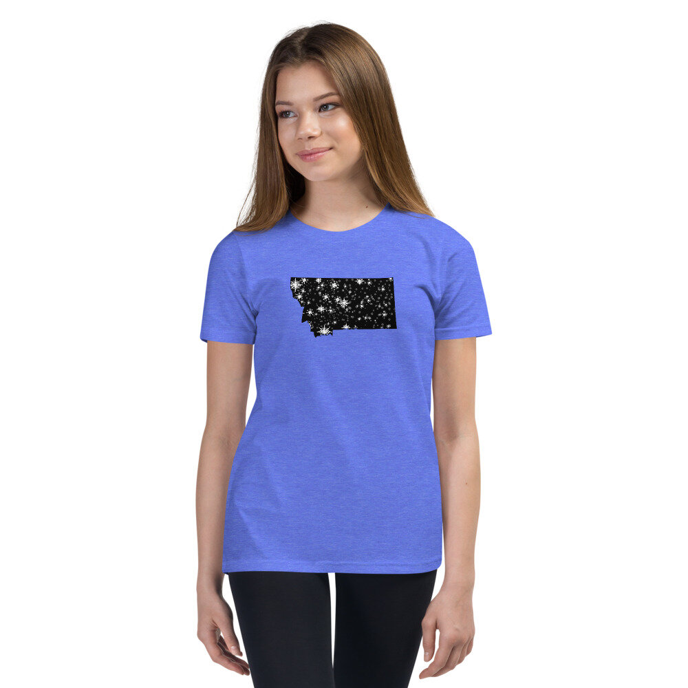 Montana Snowflakes | Youth Short Sleeve T-Shirt (Columbia Blue)