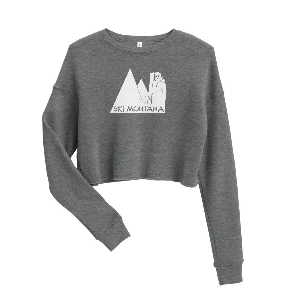 Ski Montana | Cropped Pullover Sweatshirt | Deep Heather