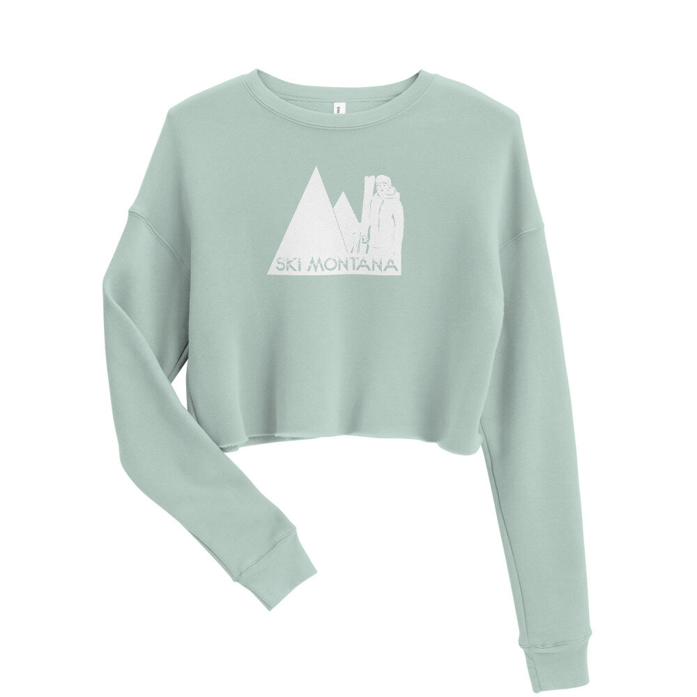 Ski Montana | Cropped Pullover Sweatshirt | Dusty Blue