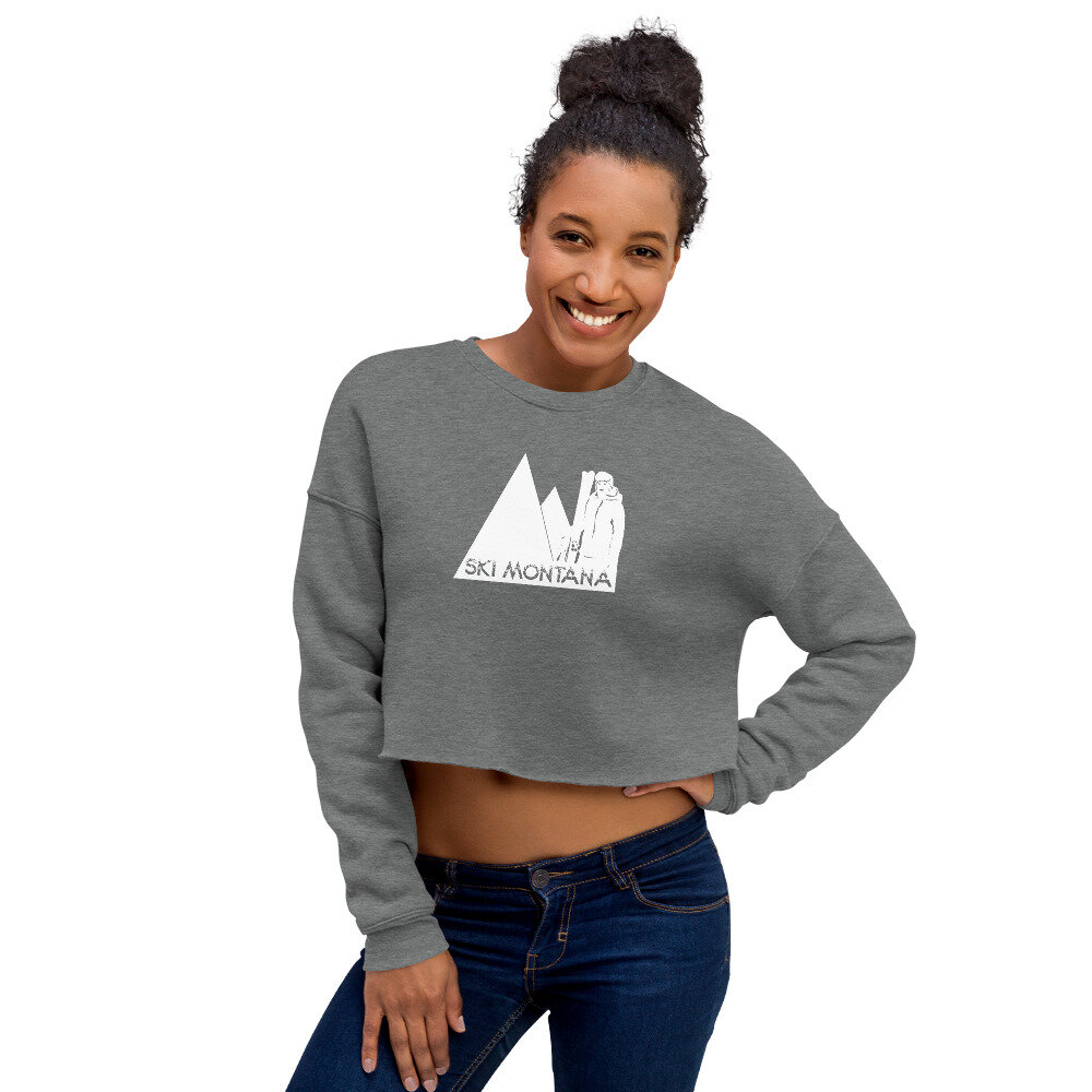 Ski Montana | Cropped Pullover Sweatshirt | Deep Heather