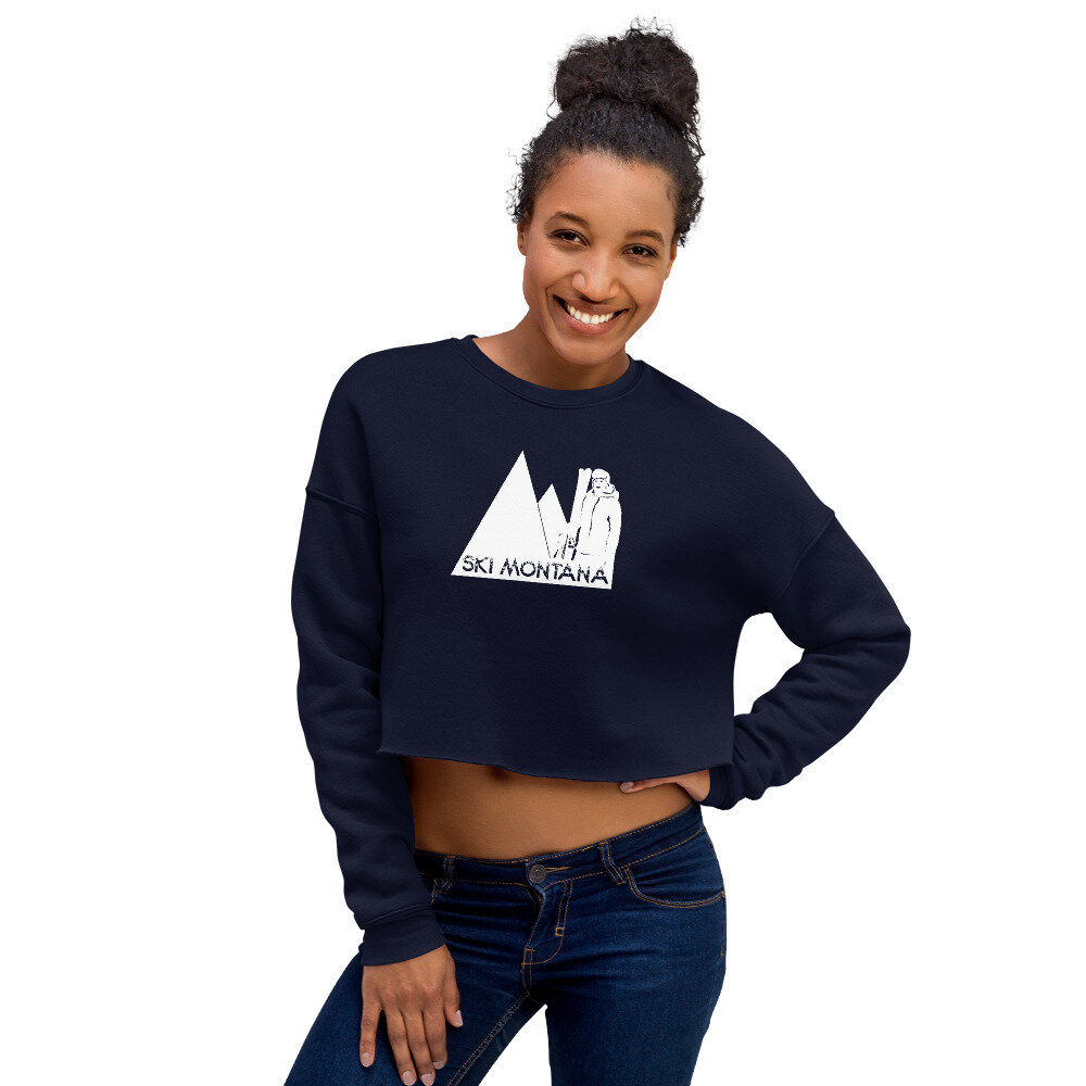 Ski Montana | Cropped Pullover Sweatshirt | Navy