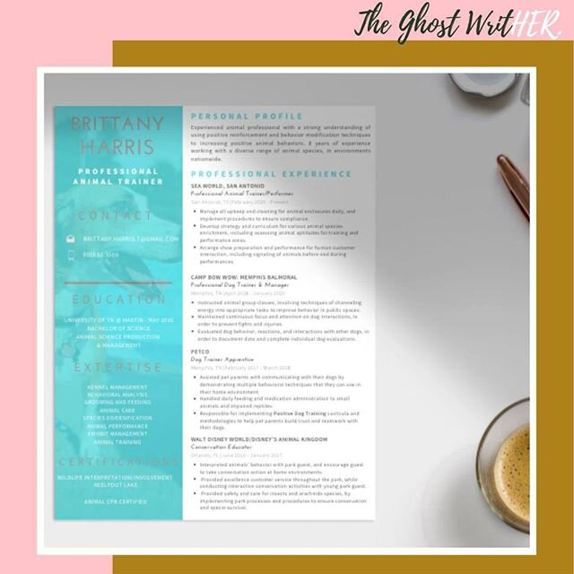 Let's face it, to get the job you want, you must communicate your value. 𝒯𝒽𝑒 𝒢𝒽𝑜𝓈𝓉 𝒲𝒽𝒾𝓉𝐻𝐸𝑅 is here to help you with that! In today's job market, you need a 𝖗𝖊𝖘𝖚𝖒𝖊 that will stand out from the competition. With our traditional or 