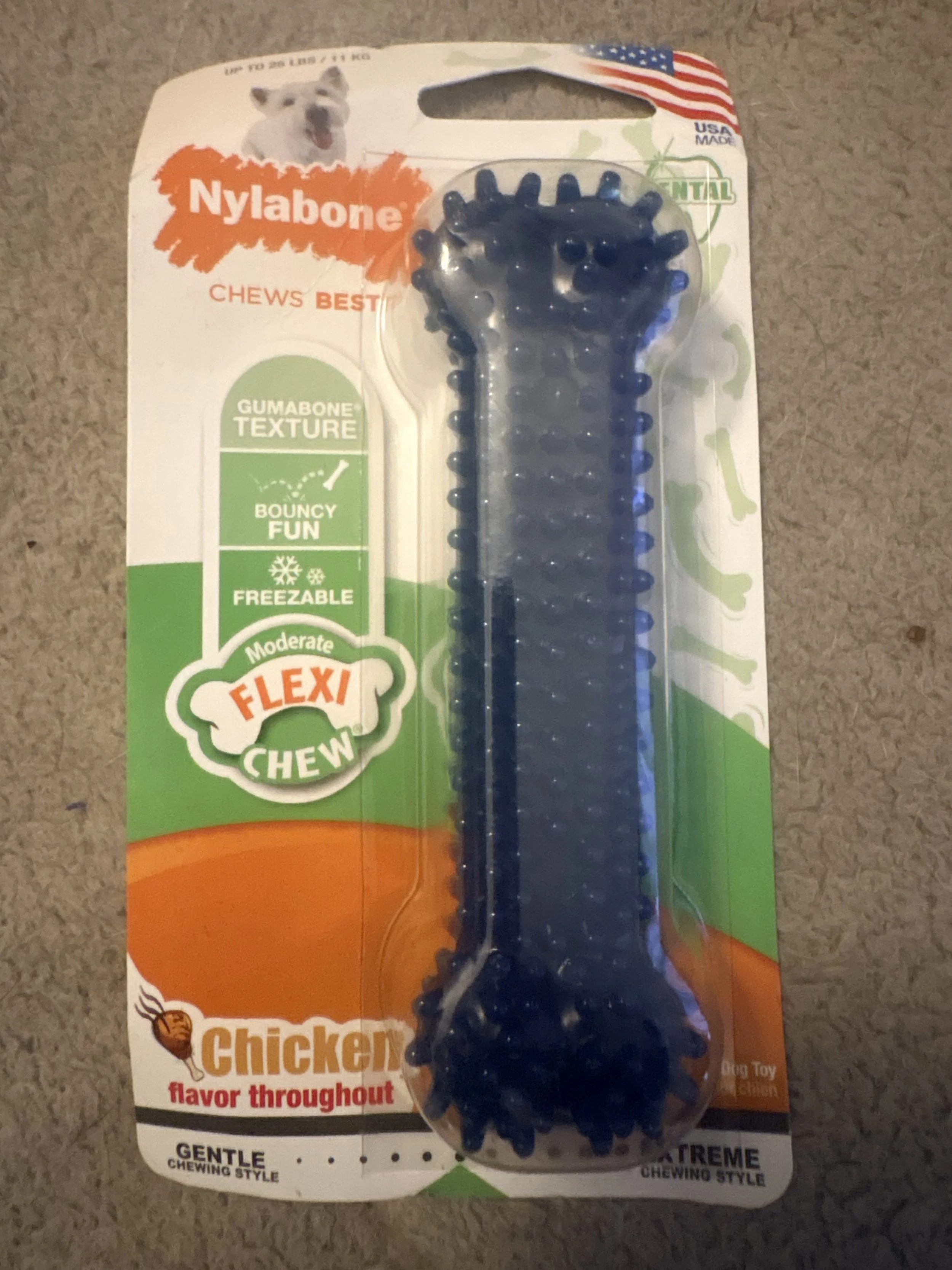 Nylabone Puppy Flex Chew – Chicken Flavor (Blue)
