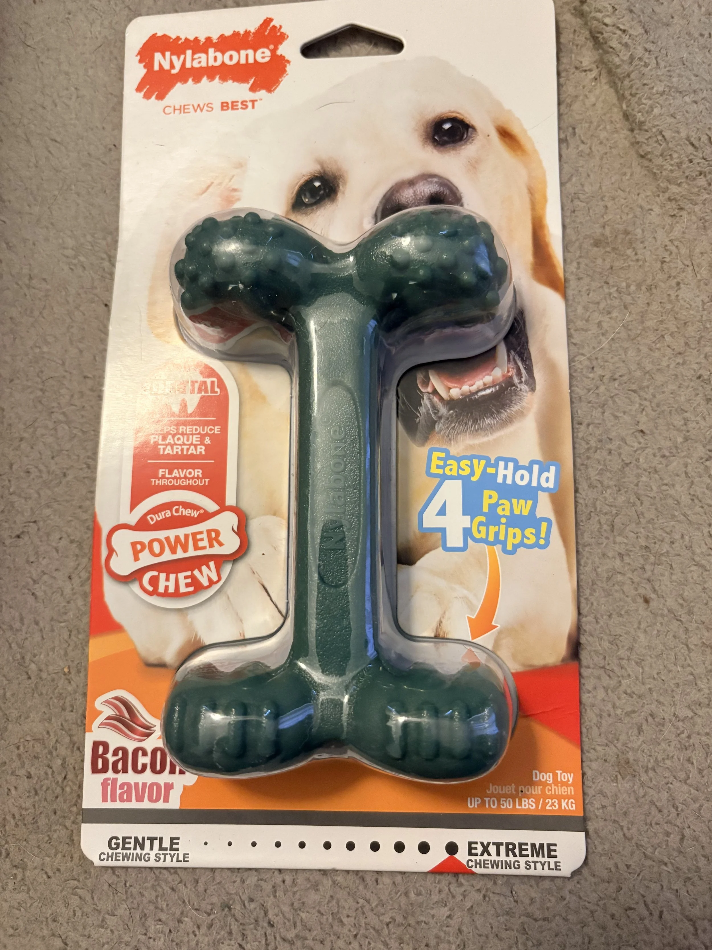 Nylabone Easy-Hold Power Chew – Bacon Flavor (Green)