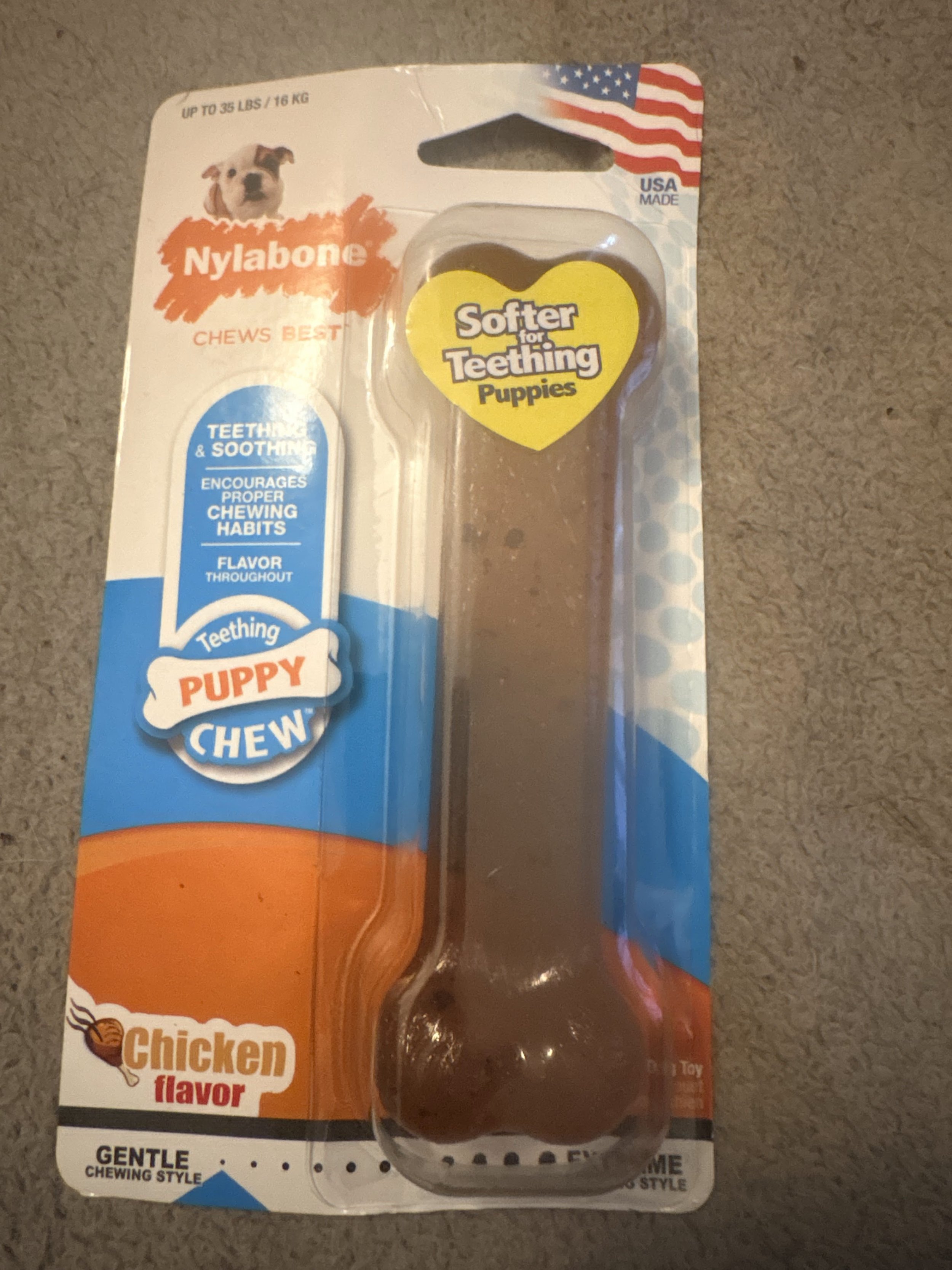 Nylabone Puppy Teething Chew – Chicken Flavor (Brown)