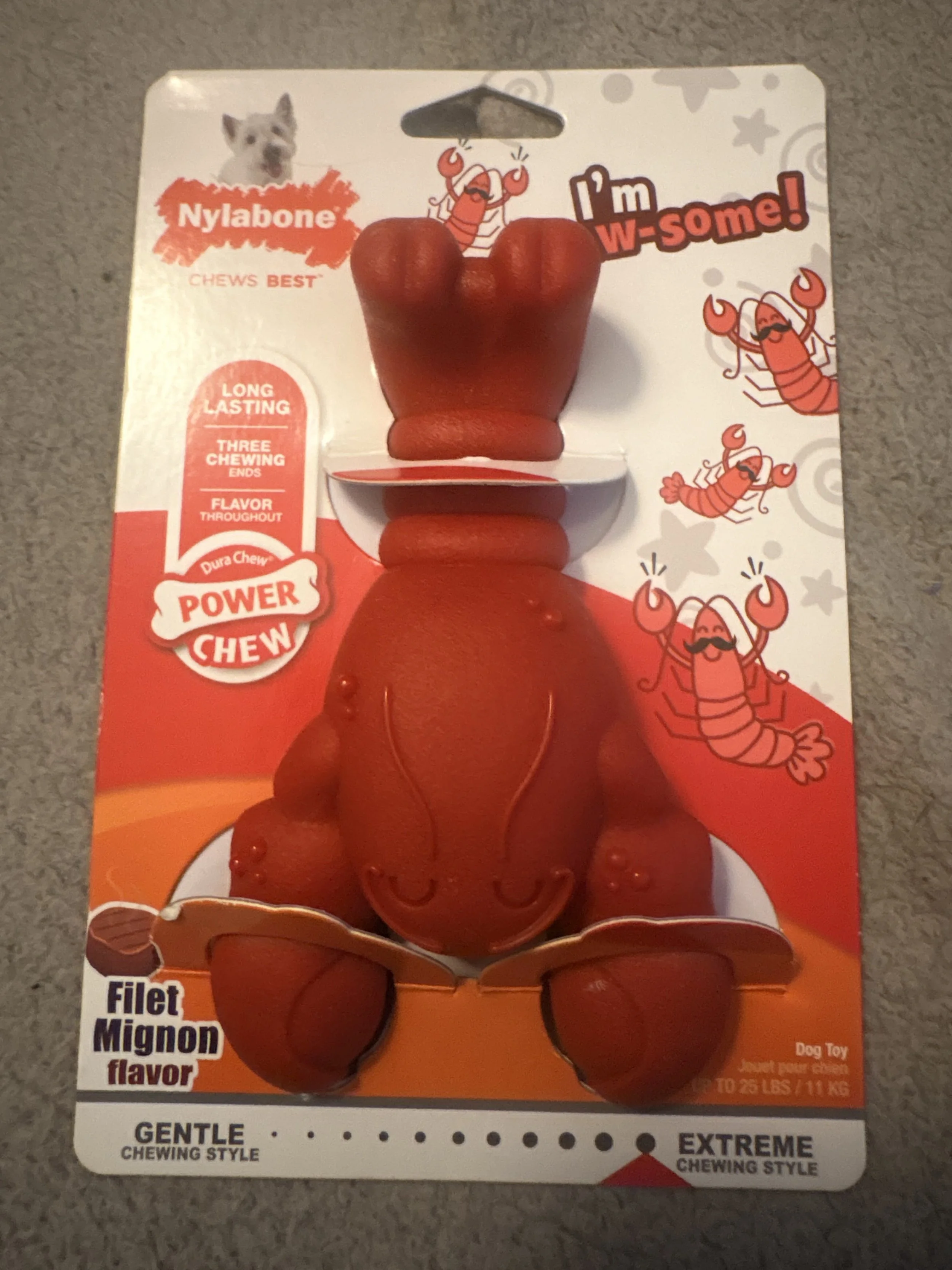 Nylabone Lobster Power Chew – Filet Mignon Flavor