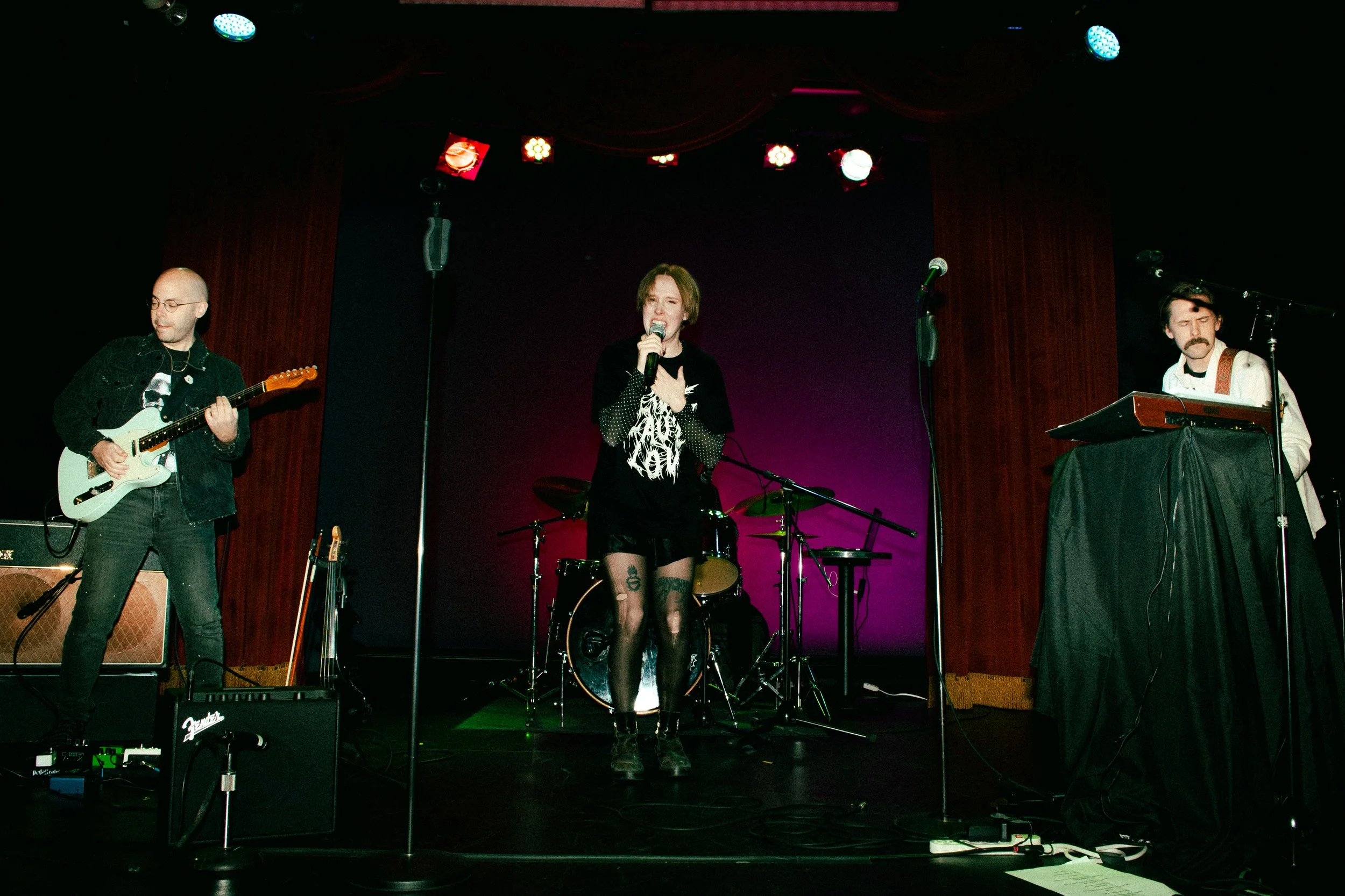   SOFTEE’S POP ODYSSEY   created by Nina Ross  curated and directed by Dominique Rider  with Nina Ross, Sahar Milani, Pete Lanctot, Freddy Hall, and Morgan Karbarel  lighting design by Si Boundoin  stage managed by Lucy Houlihan  Ars Nova, 2024 