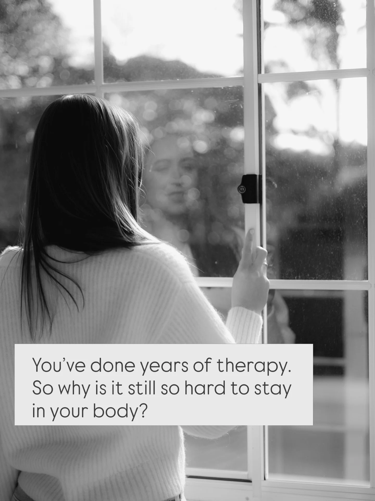 You&rsquo;ve done years of therapy. So why is it still so hard to stay in your body?⁣
⁣
I speak with women all the time who share a lot in common.⁣
⁣
They&rsquo;ve often been in talk therapy since their teens or 20s, on and off for over a decade. The