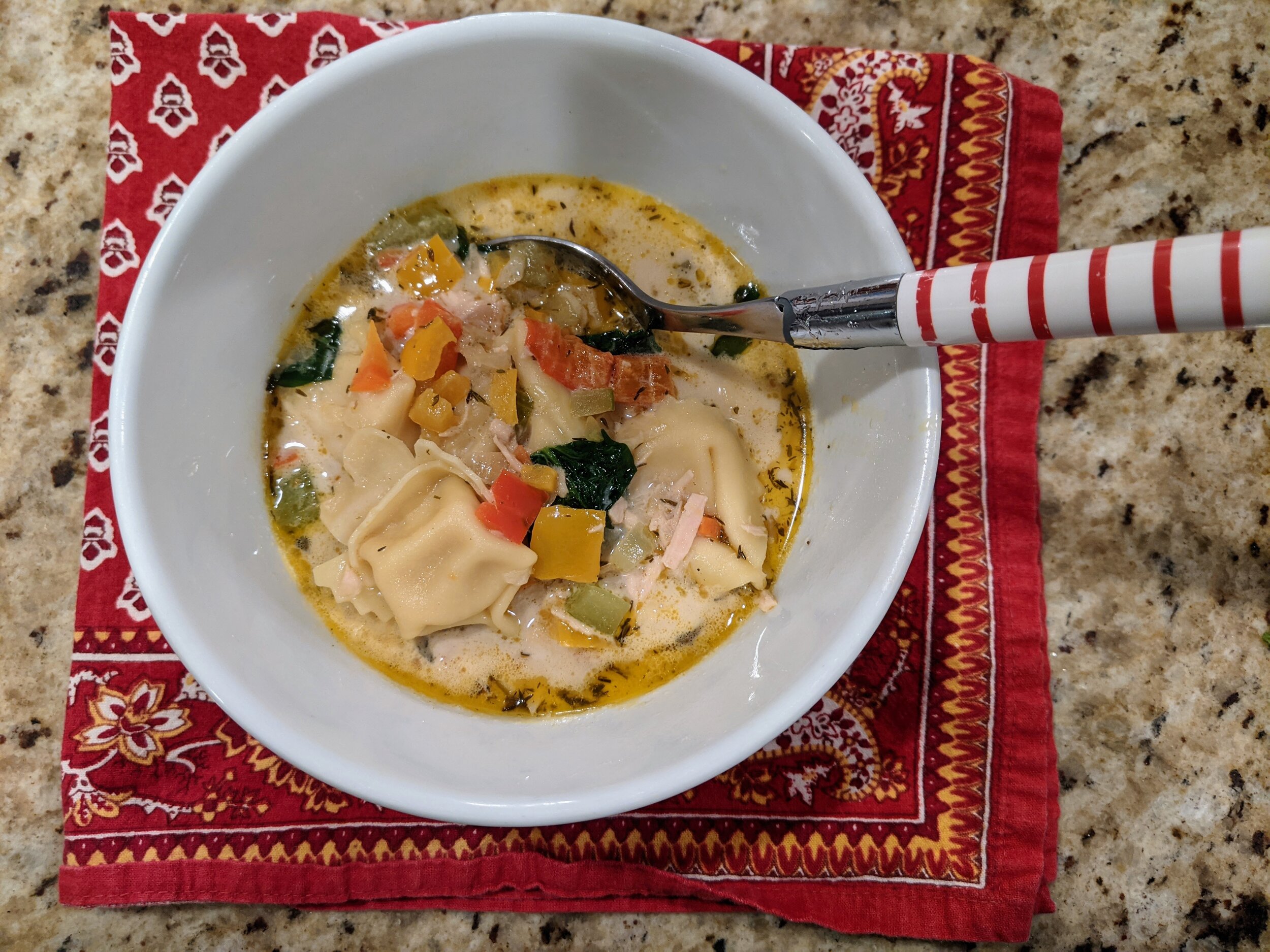 Gratitude Practice 2020 Day 259: Chicken Tortellini Soup…aka…goodness in a bowl