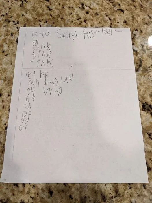 Gratitude Practice 2021 Day #2: First Grade Spelling Words