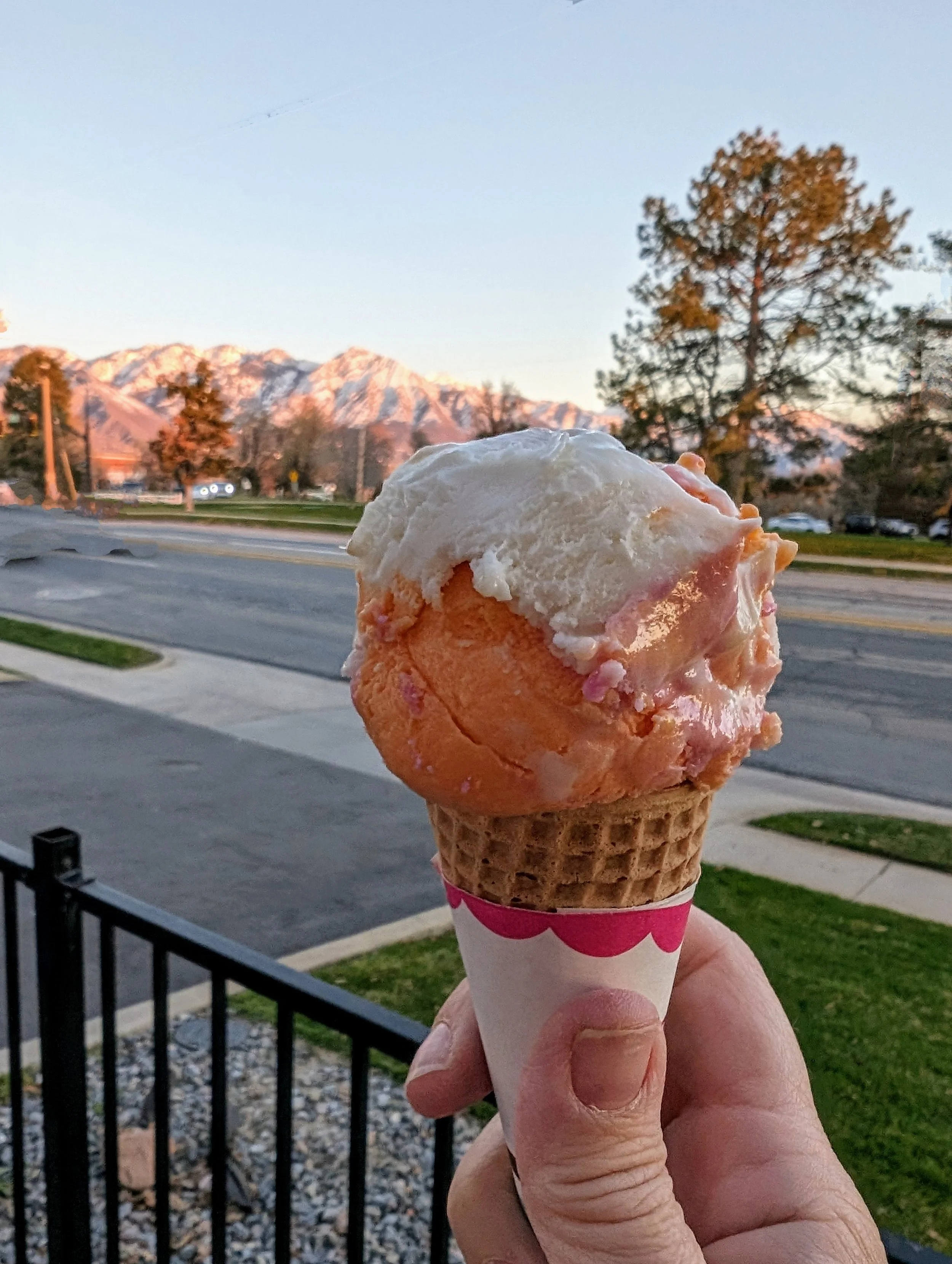 Gratitude Practice 2014 April 2: Rainbow Sherbet Sugar Cone On A Perfect Spring Night.&nbsp;