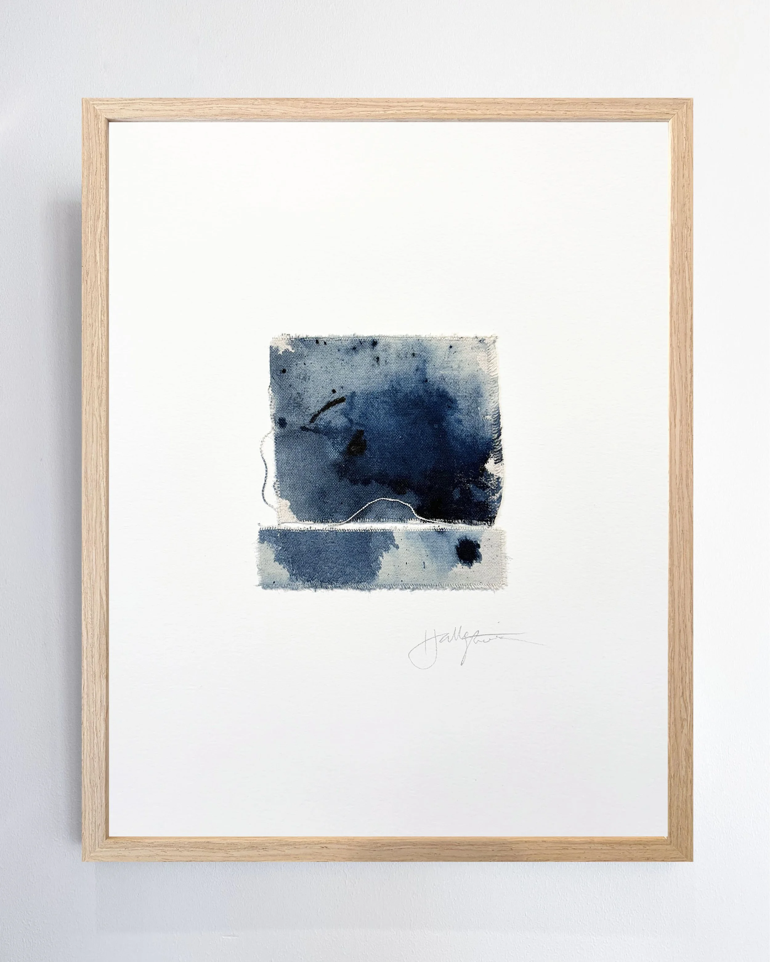 14"x11" Framed Indigo on Canvas -- Original Painting