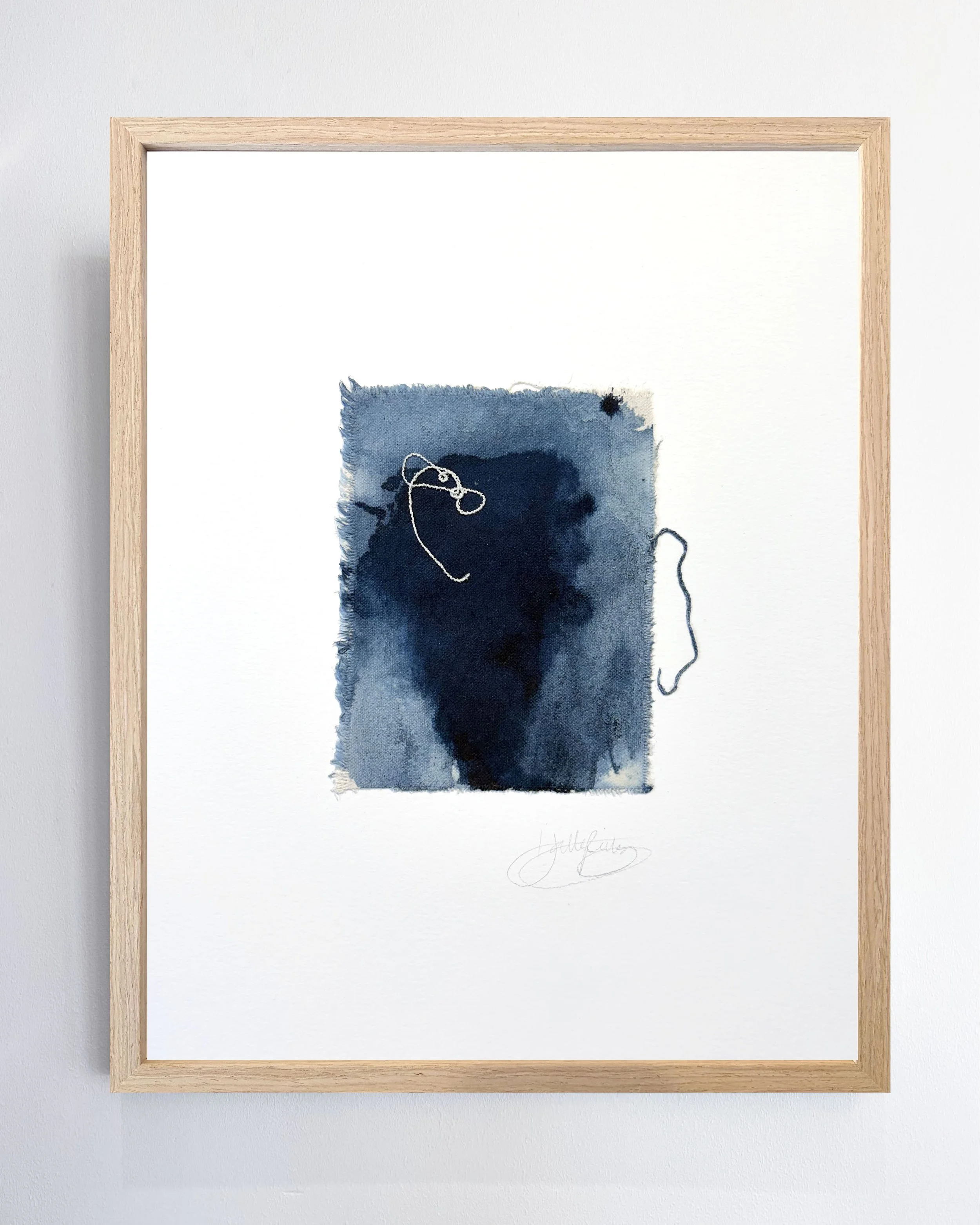 14"x11" Framed Indigo on Canvas -- Original Painting