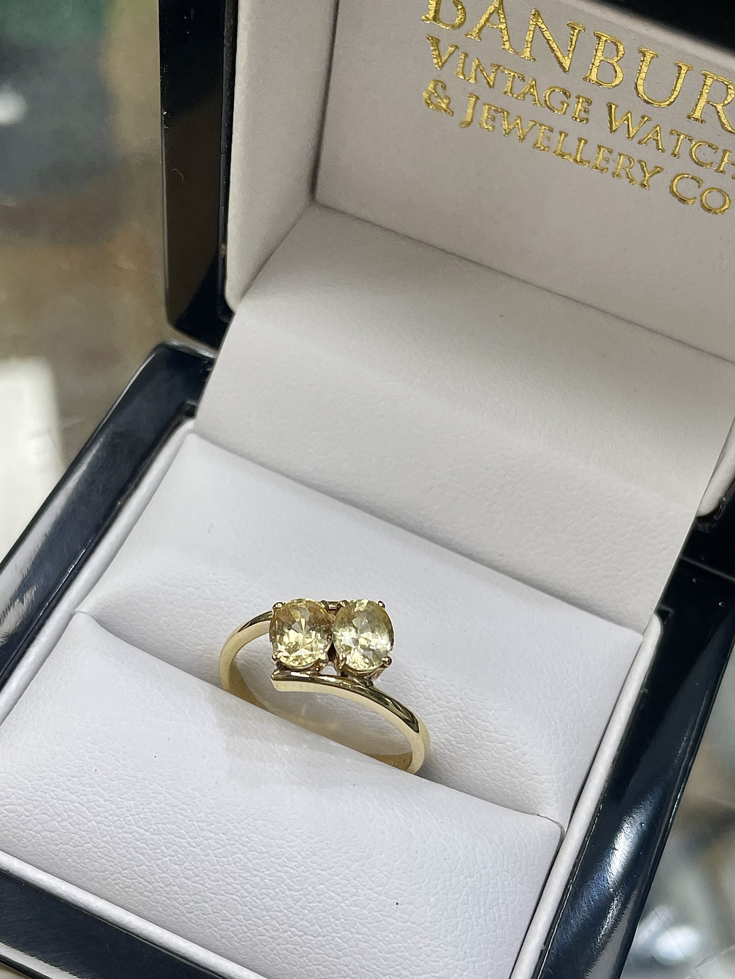 18ct Two Stone Yellow Sapphire ring