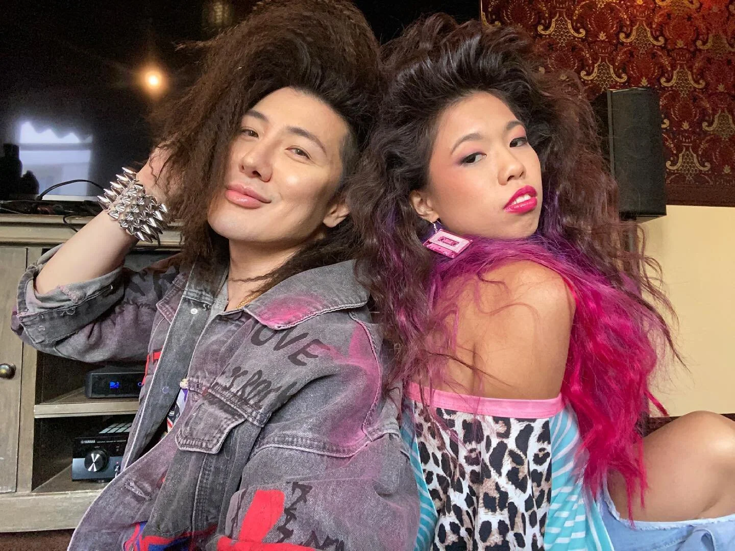some of my fav #bts photos with the very talented #Netflix #BlingEmpire 🌟 @guy_tang on our &ldquo;Ready2Love&rdquo; Music Video set 🎬. Have u seen it yet?? 😍 Also, lovin&rsquo; our 80&rsquo;s hair - go big or go home ya&rsquo;ll! 🦁💁🏻&zwj;♀️ #on