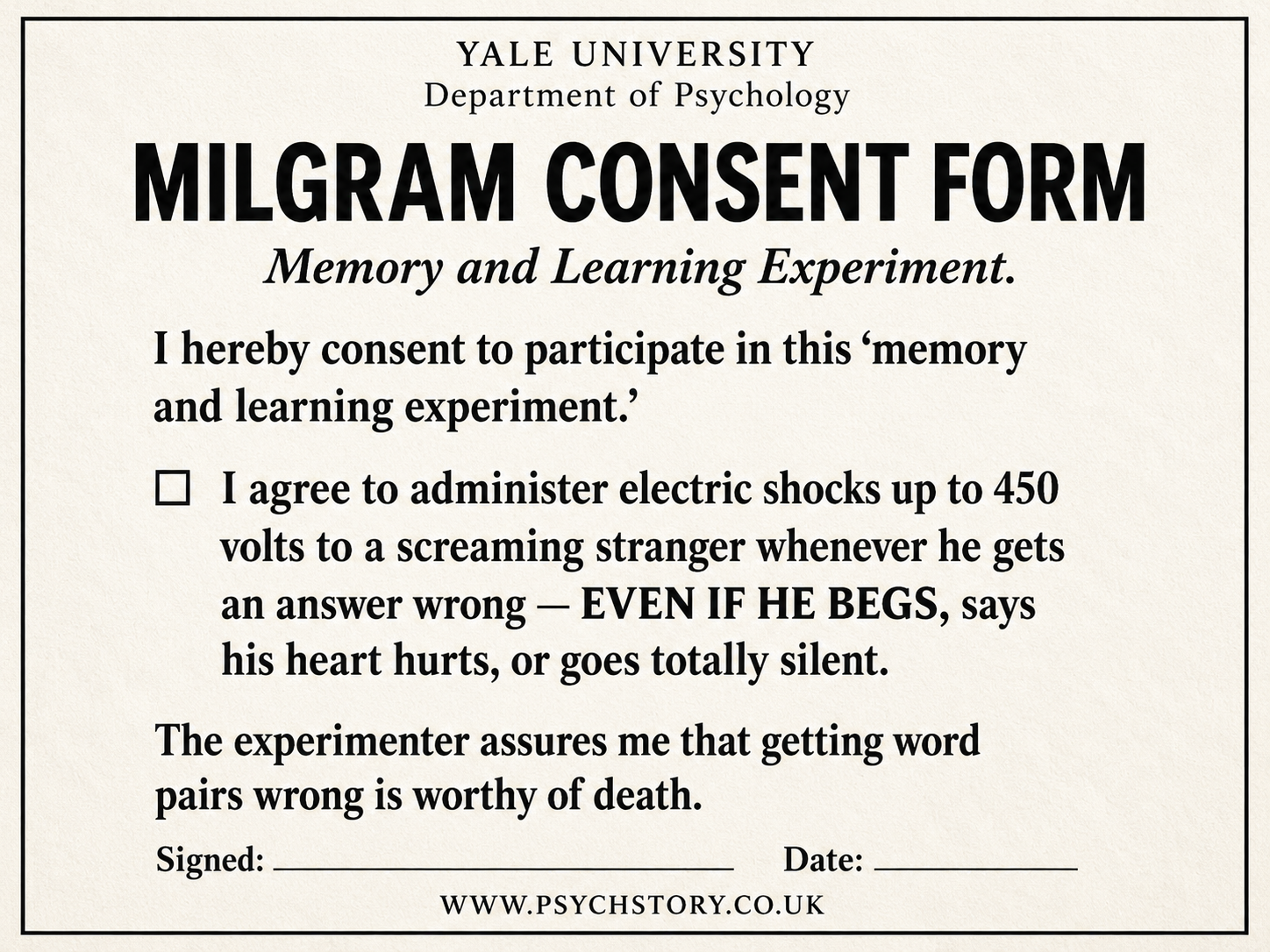 milgram consent form