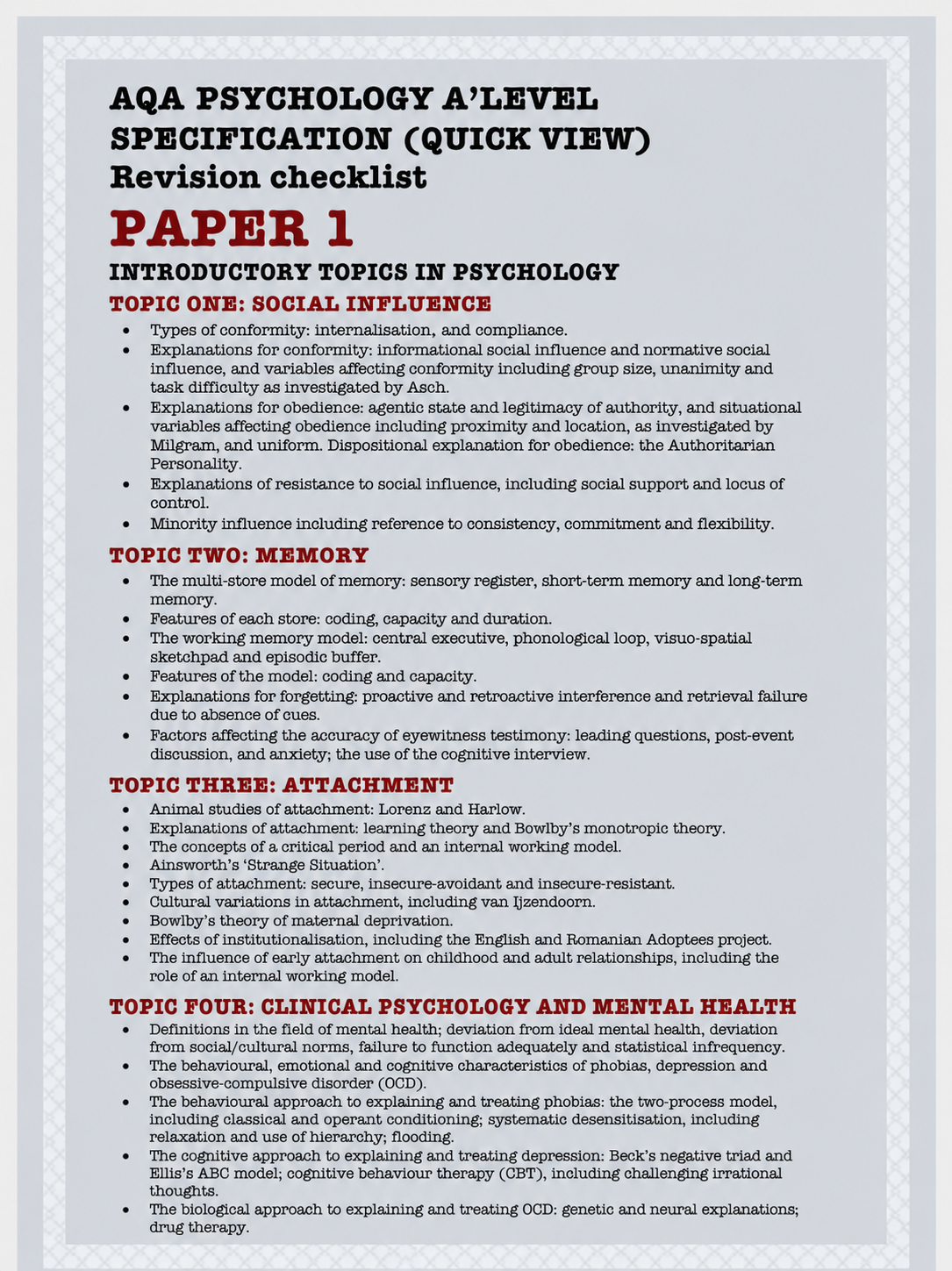 Introductory topics in Psychology specification