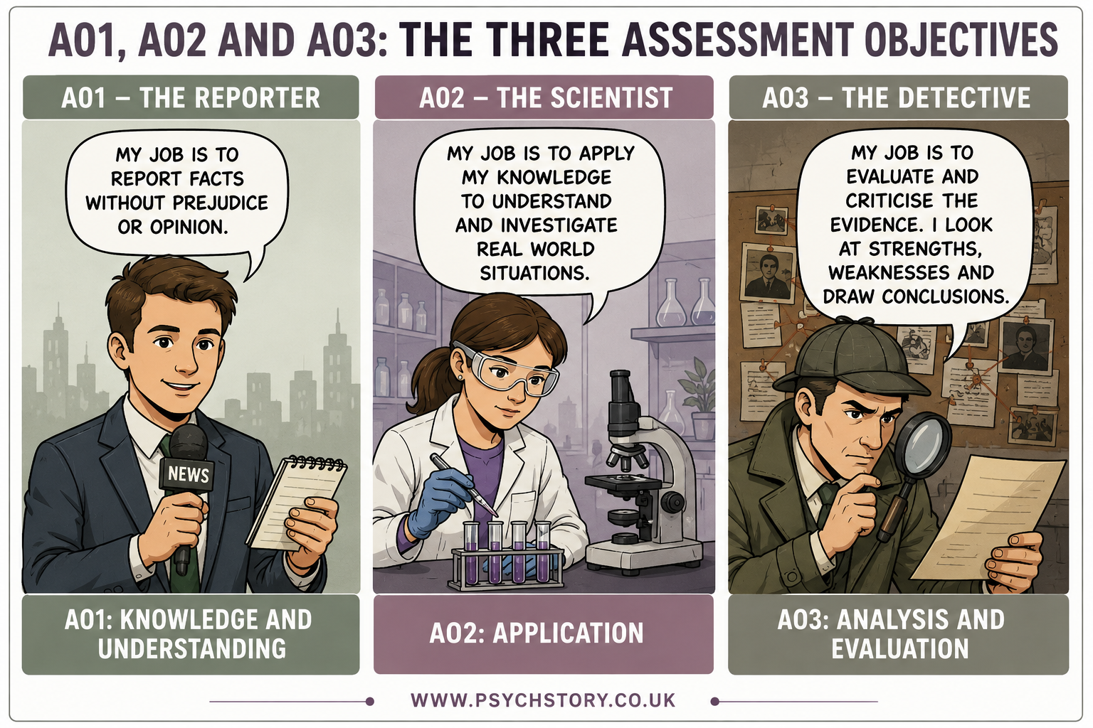 ASSESSMENT OBJECTIVES : A01, A02 AND A03 EXPLAINED