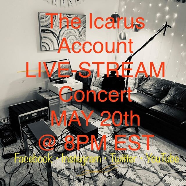 Going Live next Wednesday night at 8 EST to play some @theicarusaccount songs with @tyturnerband  Assuming we can figure out the technology side of things (BIG assumption) you&rsquo;ll be able to stream it on the social media platform of your choice!