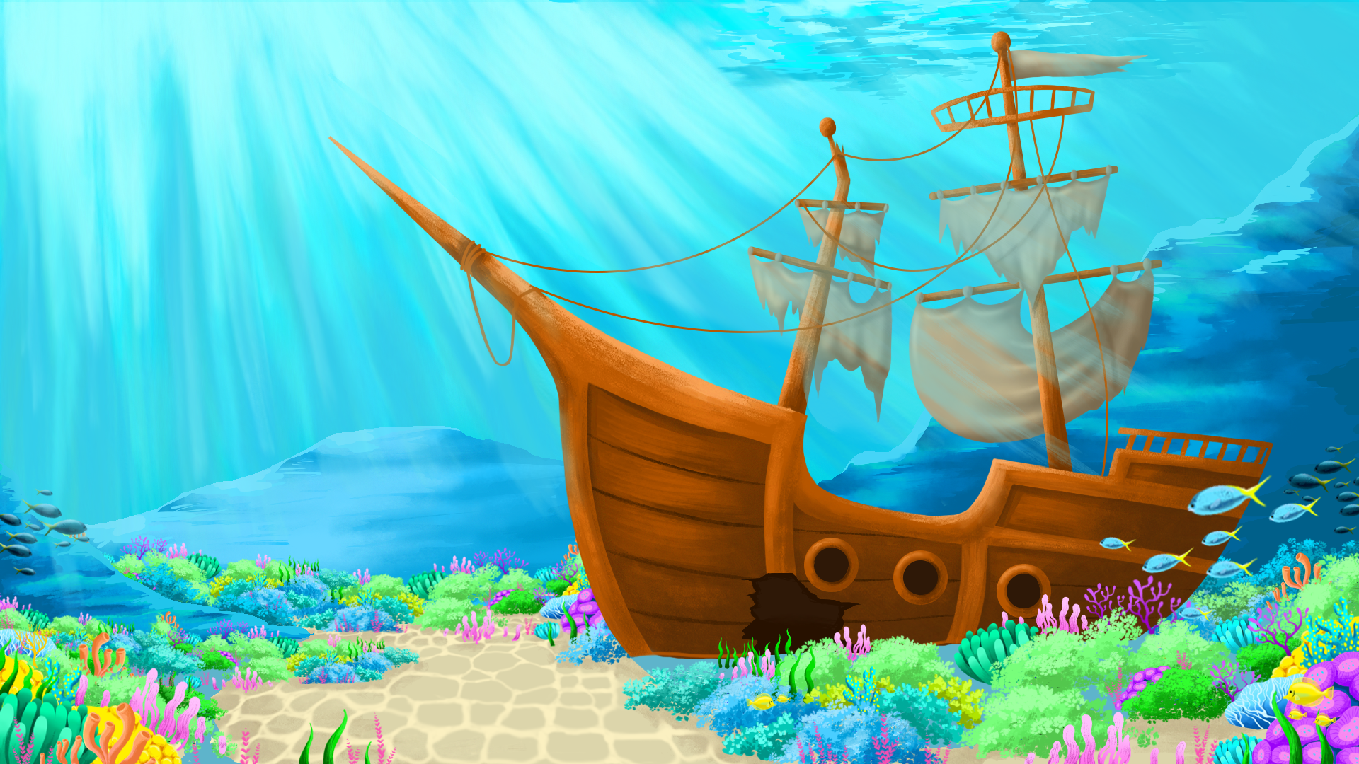 Underwater concepts of a shipwreck