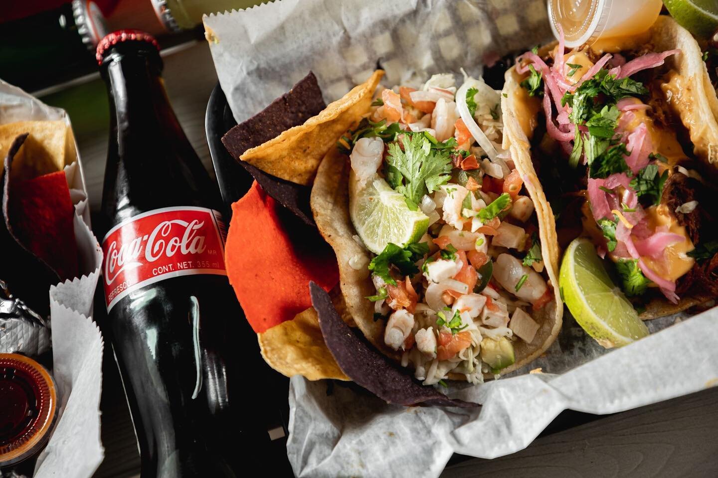 'tis the season for shrimp tacos and an ice cold Mexican @cocacola from @calaveratacos. 🤤

🍴EAT WITH US⁣
11-9⁣
⁣
🍹DRINK WITH US⁣
11-'til

🌱HAPPY HOUR
3-6 Monday-Friday