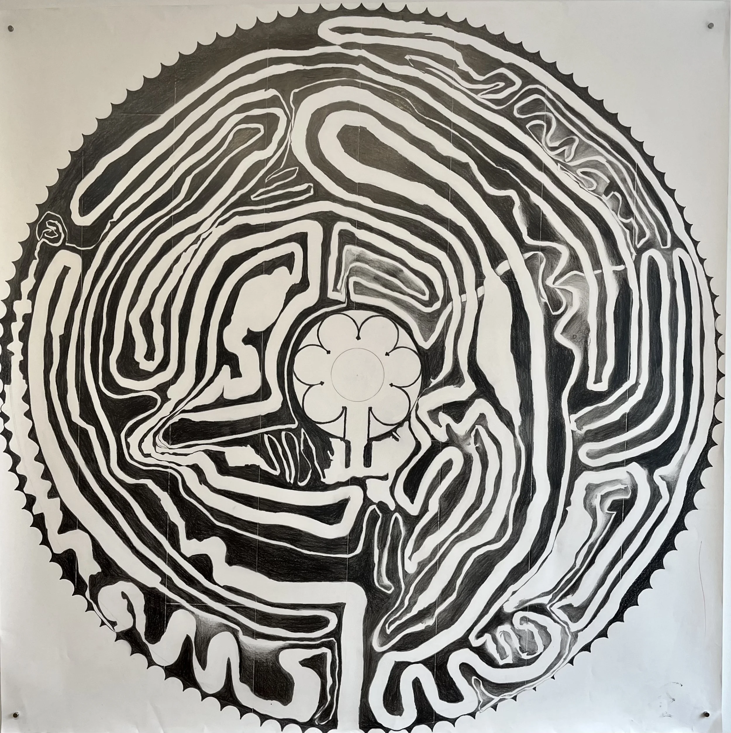 A pilgrimage 2025- 2026 (150 x 150 cm) graphite on paper