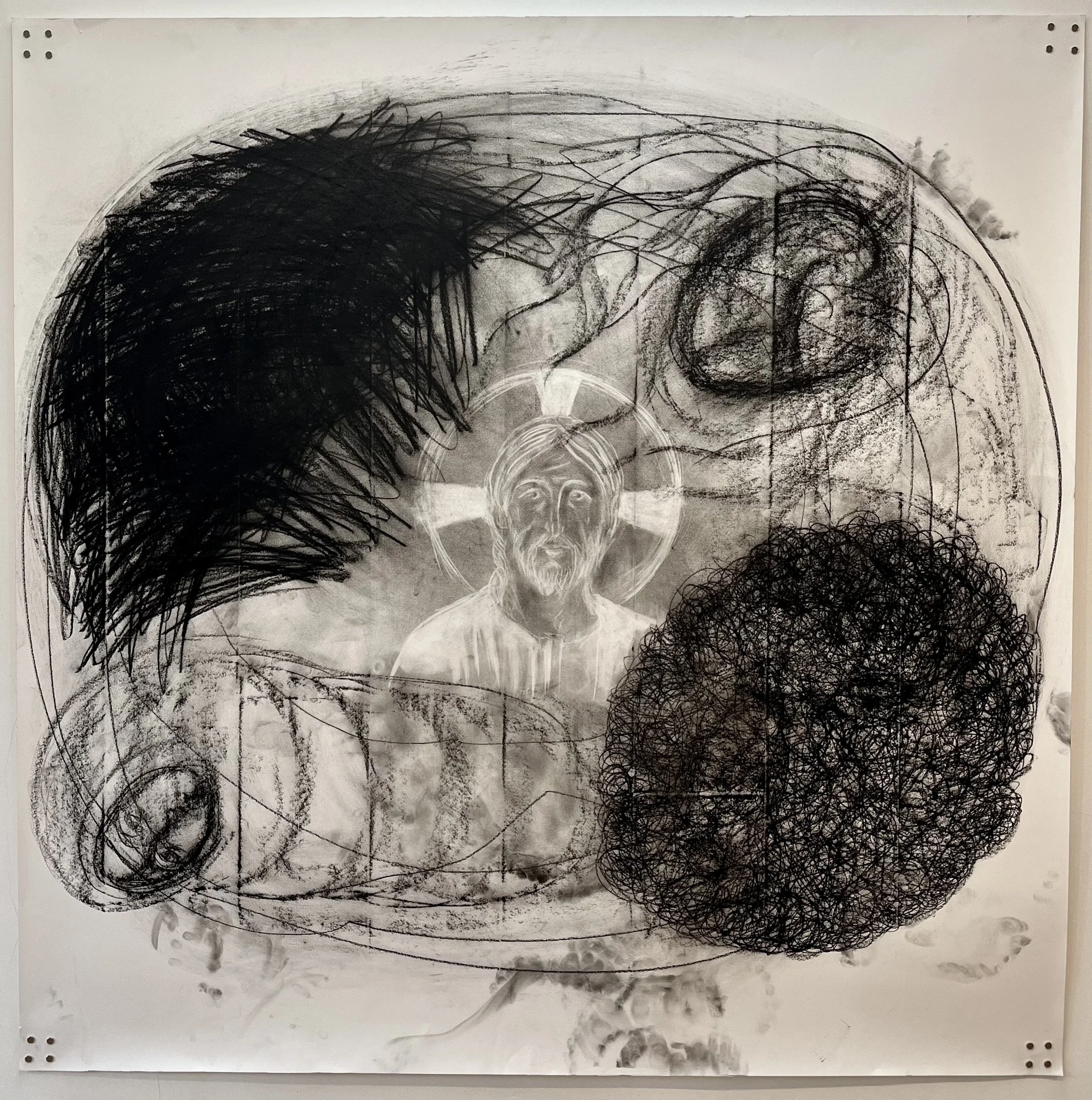 To Love God 2026 (150 x 150 cm) charcoal on paper