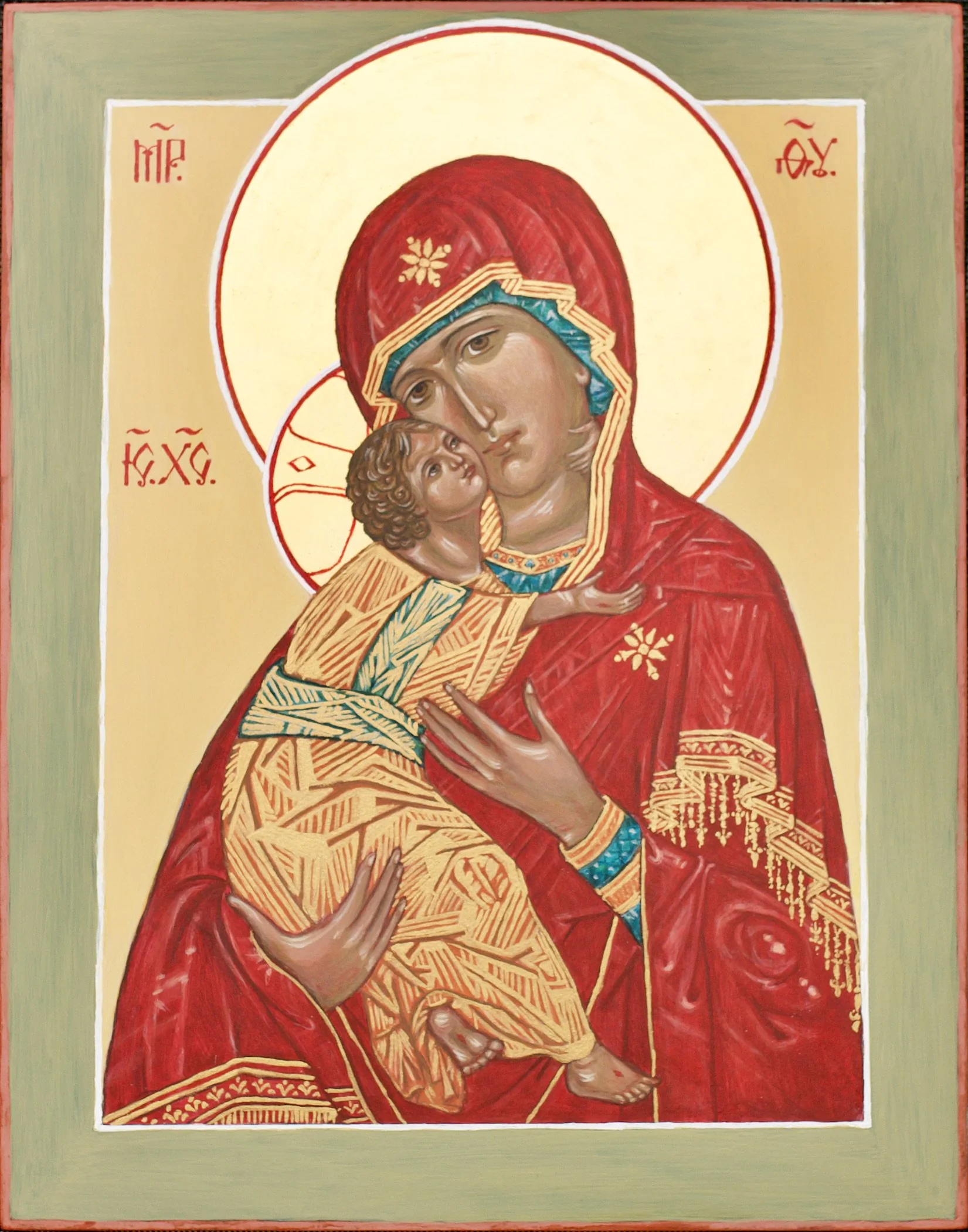 Our lady of Vladimir (2021) 30 x 22.5 cm Acrylics and gold leaf on gesso panel. 