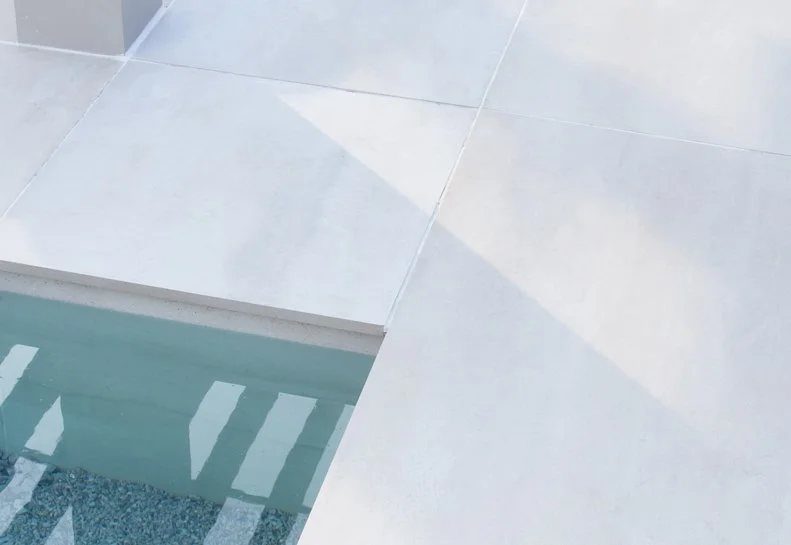 Porcelain paving around a pool in Chorley