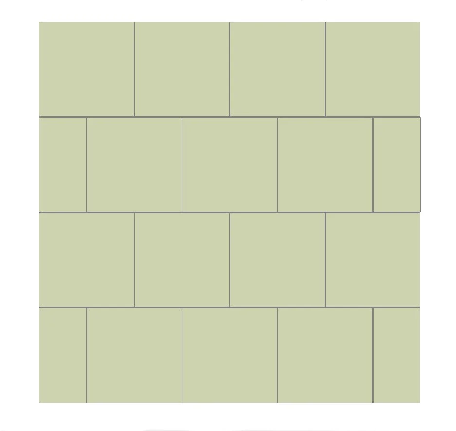 A grid of rectangular sections with a light green background. The sections are separated by dark lines, creating a rectangular pattern.
