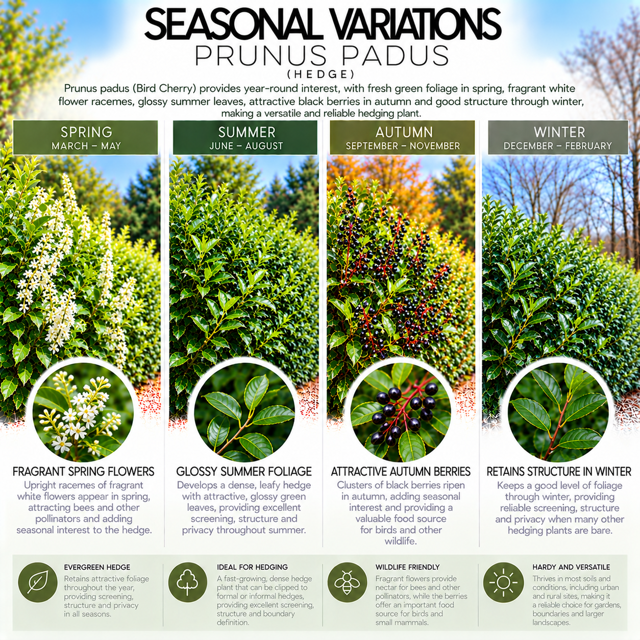 Prunus padus Hedging (Rootballed)