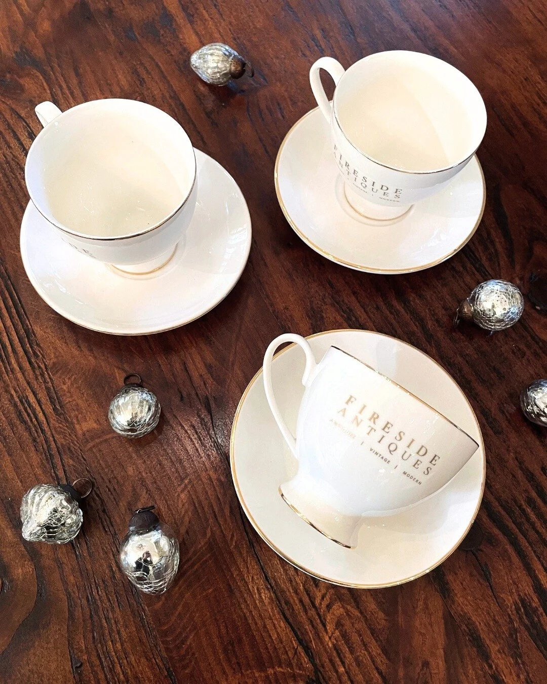 Share a little piece of Fireside Antiques this holiday season! Commemorative sets or single teacups are a simple &amp; elegant nod to the history of the Fireside Tea Room.
.
Holiday Shopping Hours:
December 22nd - 23rd: 10am - 5pm
Christmas Eve: 10am