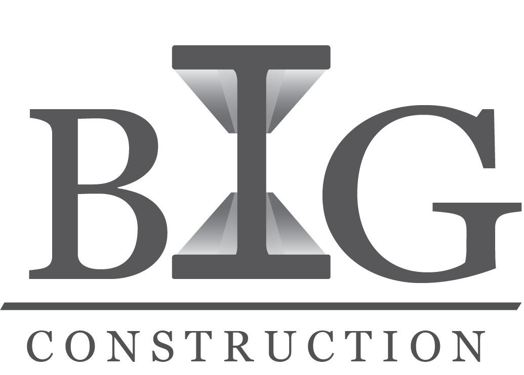Logo of BHG Construction with stylized black and white lettering