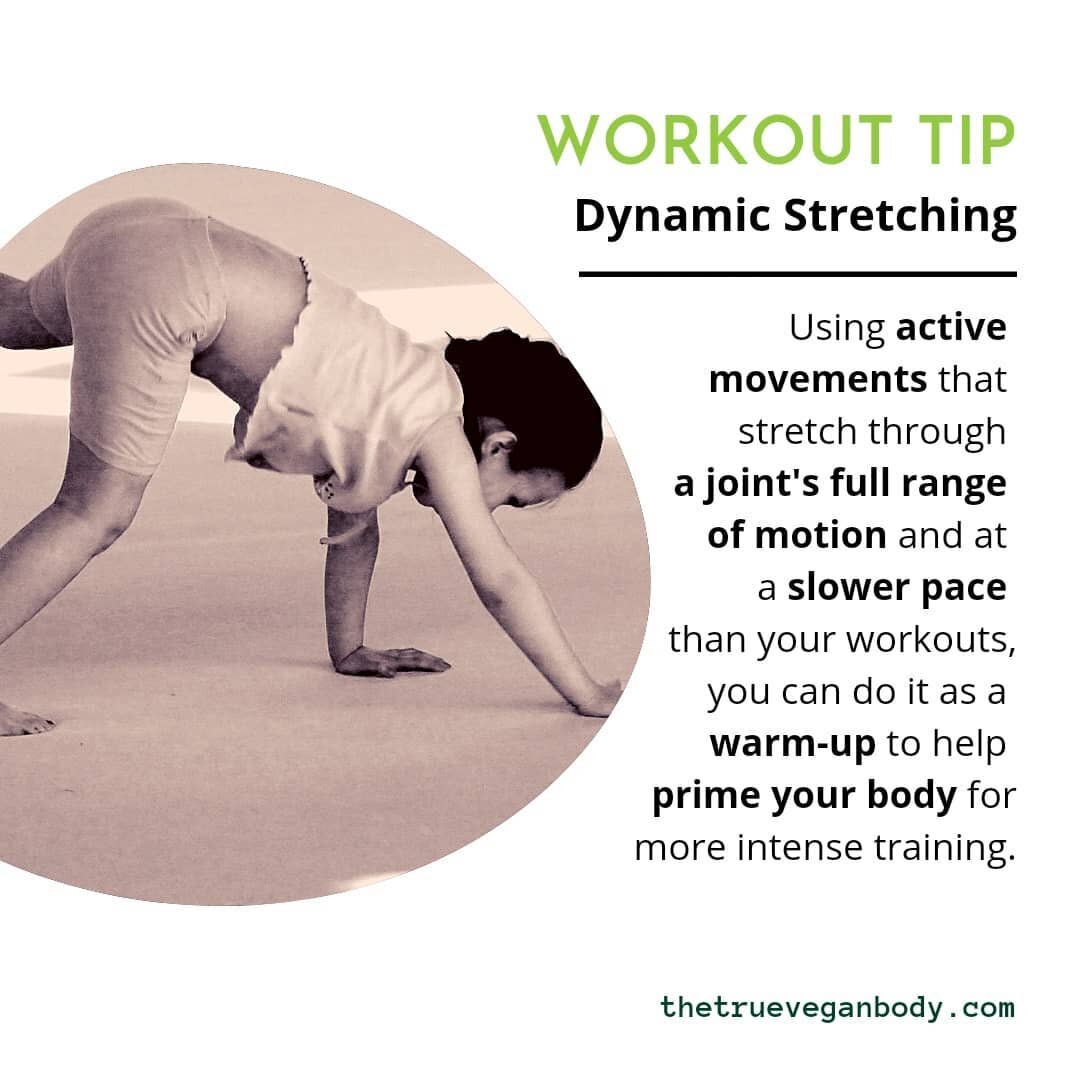 A dynamic warm-up is stretching in movement. It promotes blood flow, helps prevent injury, and improves your overall performance.

Examples of dynamic stretching movements:

🍃 High knees

🍃 Butt kicks

🍃 Walking lunges

🍃 Arm circles

🍃 Jumping 