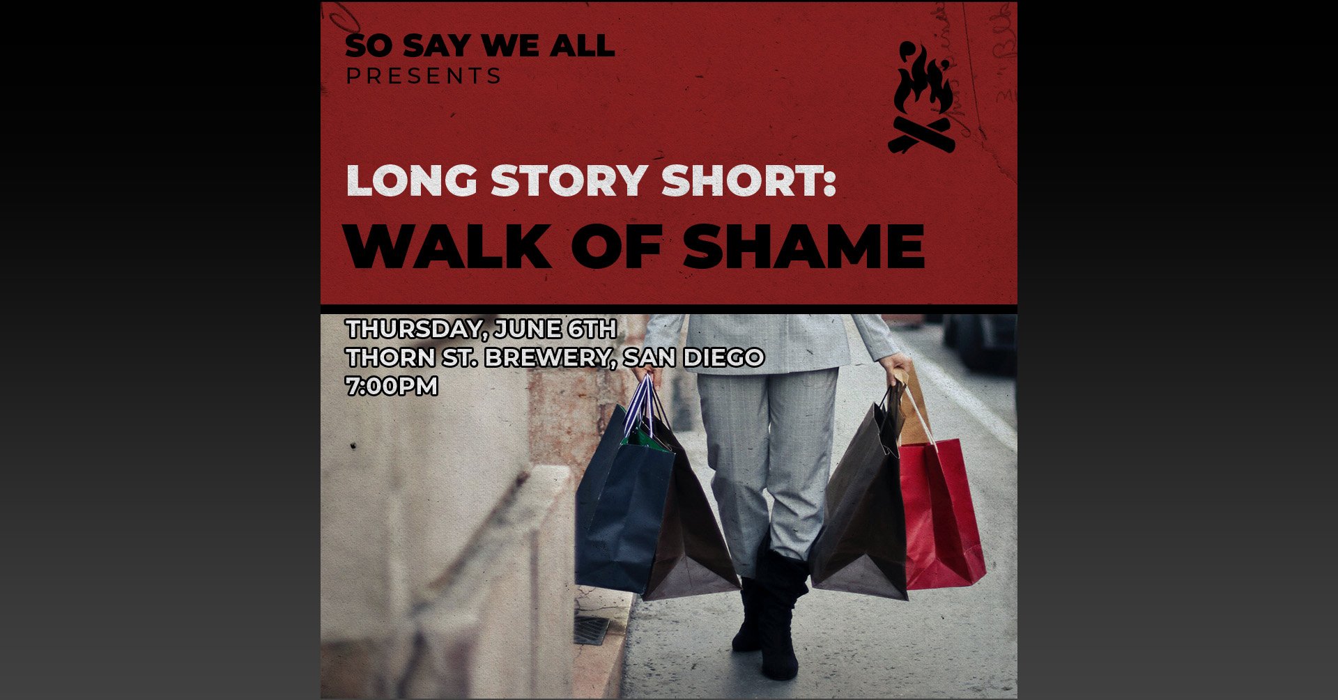 View of person's legs walking, with multiple shopping bags in person's hands