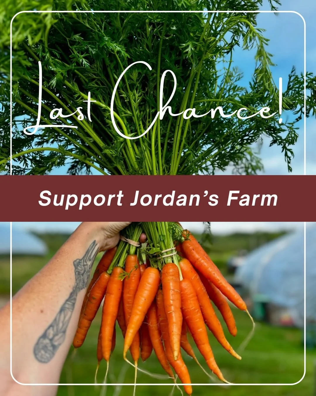 This is your LAST CHANCE to support our Fund a Farm campaign with Jordan&rsquo;s Farm before it closes tomorrow, Wednesday, July 8th!

Every donation helps us:
&bull; Purchase fresh, local produce directly from Jordan&rsquo;s Farm
&bull; Rescue surpl