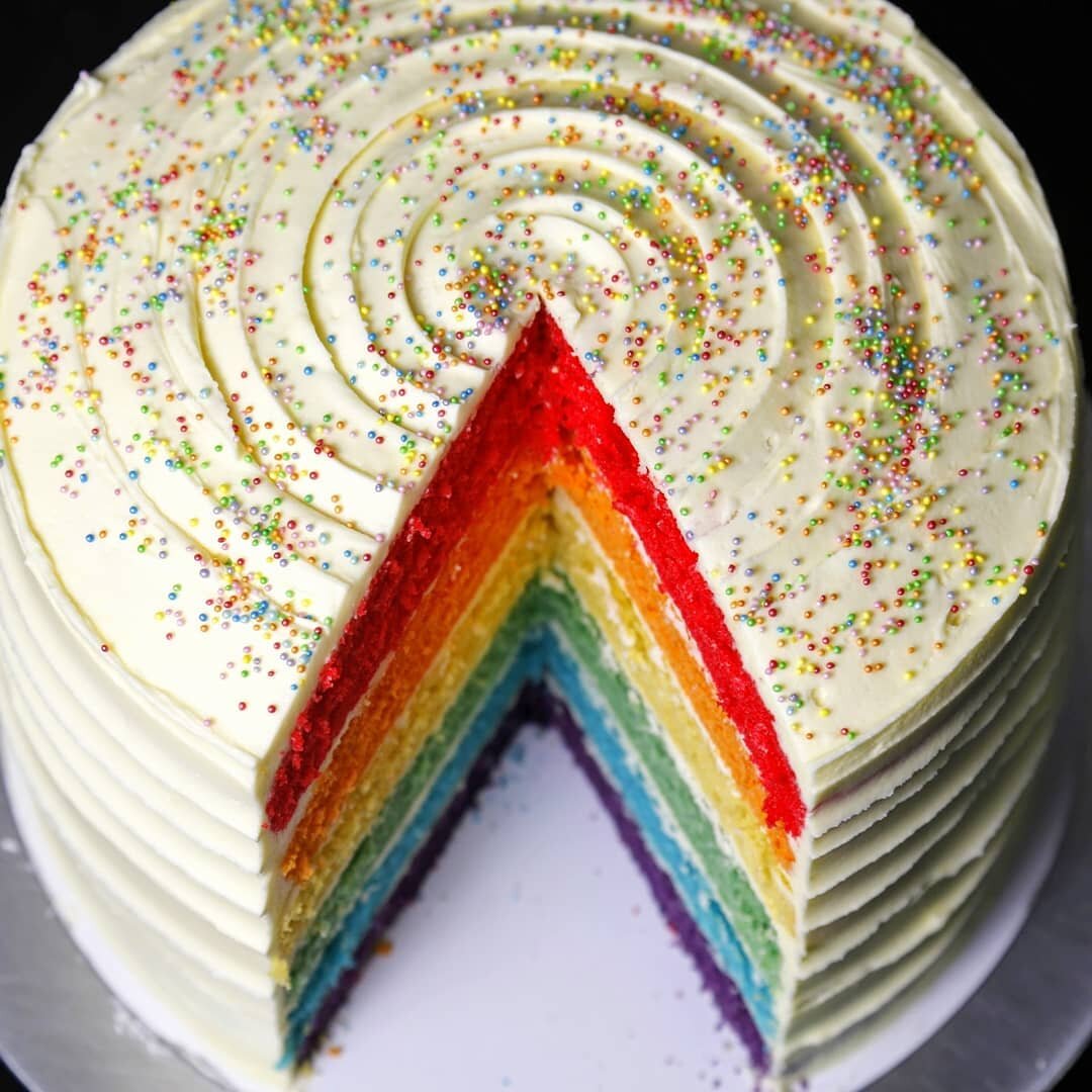 Goooood morning happy people. We are back at the Southbank Market and what better way to celebrate our return... It's #prideparade this weekend and to kick start that party we are serving up this beaut of a rainbow cake. Personally I like to call it 