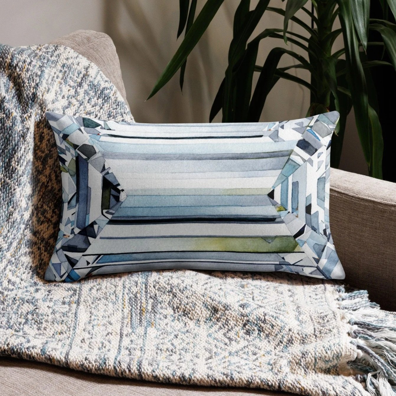 Watercolor Gemstone Pillow | Diamond, Ruby, Emerald, Sapphire, Amethyst, Alexandrite Decorative Cushion