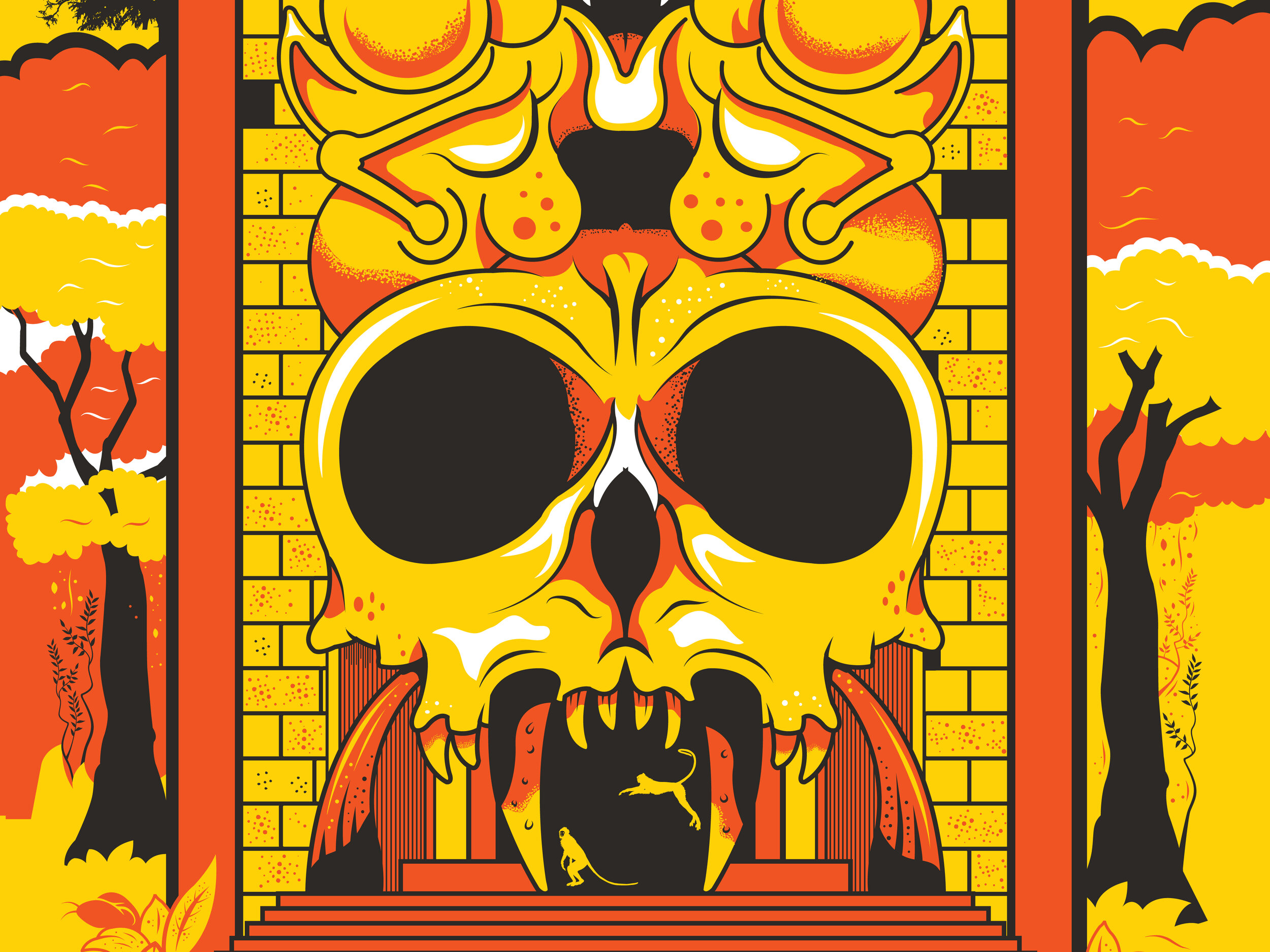 Monkey Temple Illustration Detail