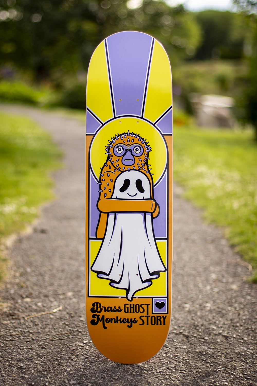 Neil Manuel designed skateboard for Brass Monkeys and Ghost Story collaboration