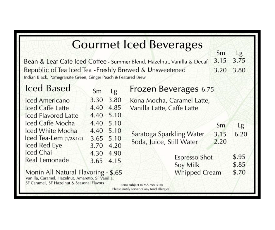 Bean & Leaf Cafe — Bean & Leaf Café The Ice Cream Store