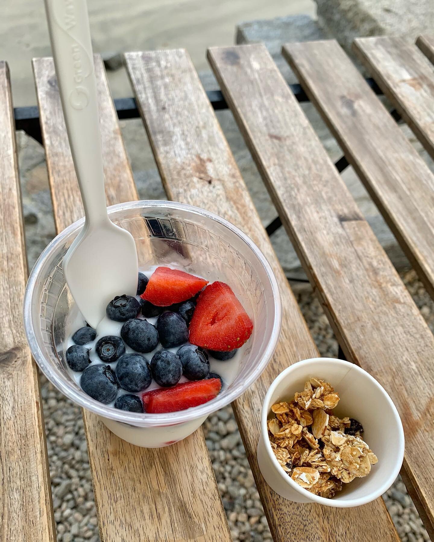 Locally sourced fresh fruit makes our house-made yogurt parfaits