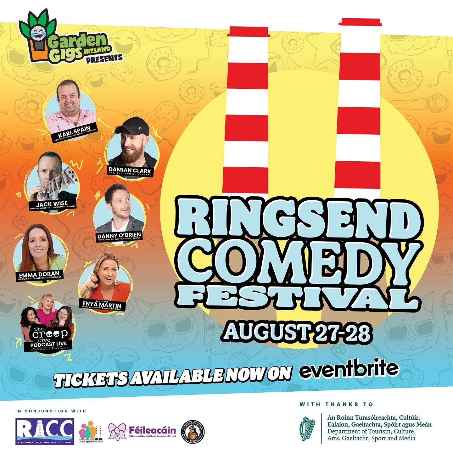 📣📣🎪🎙🤹&zwj;♂️🥁 RINGSEND COMEDY FESTIVAL IS A GO 🚀 AUGUST 27TH &amp; 28TH (FRIDAY &amp; SATURDAY!)
NINE live shows over two days: So incredibly excited to announce this incredible line-up of acts! We have two full days of LIVE stand-up comedy, f